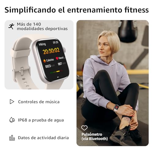 Thumbnail 2 de AcclaFit Reloj Inteligente 1.85" para Mujer y Hombre: 140+ Modos Deportivos, Llamadas Bluetooth y Monitor de Salud (IP68) para Android e iOS