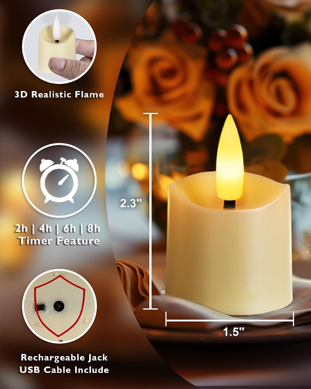 Thumbnail 1 de Homemory Rechargeable Tea Lights 6-Pack