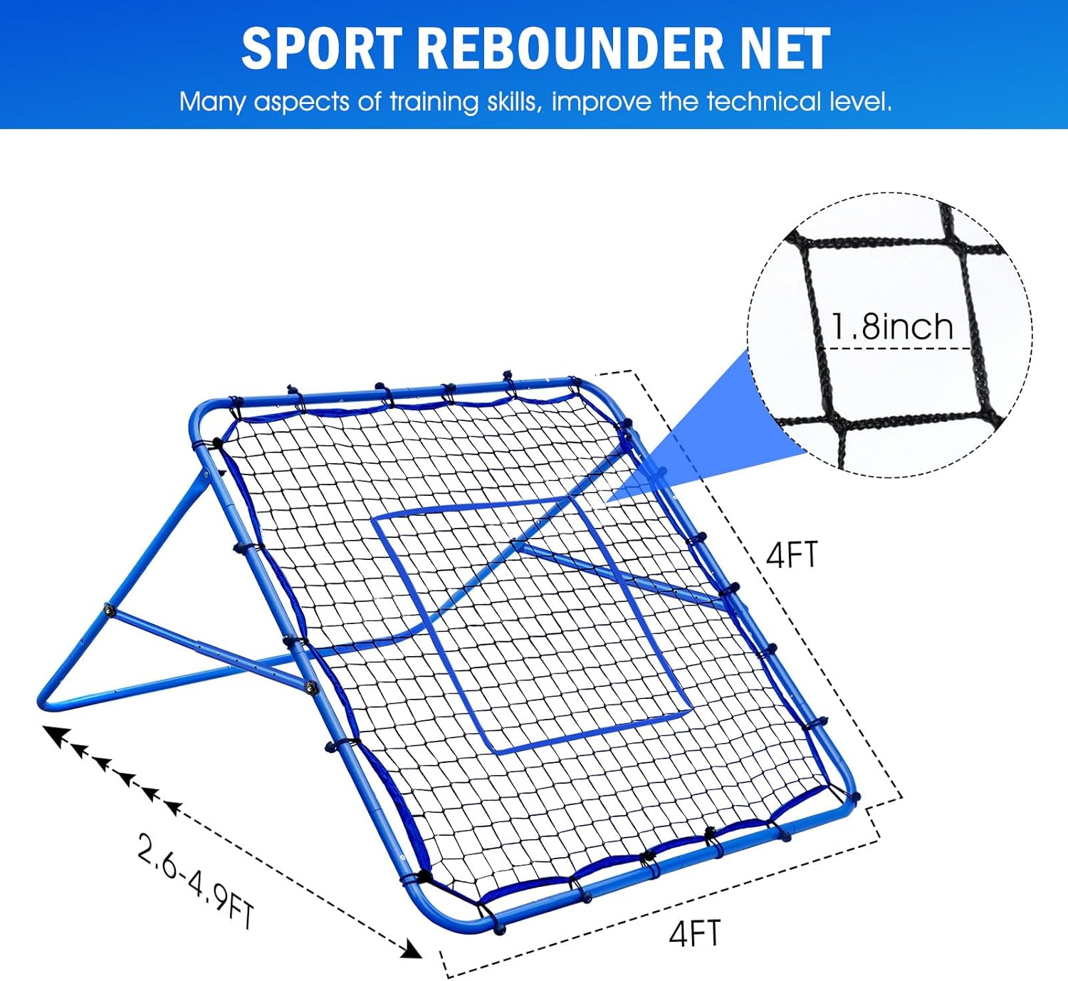 Thumbnail 5 de Winthai 4x4FT Multi-Sport Volleyball Baseball Rebounder Net with Quick Adjustments