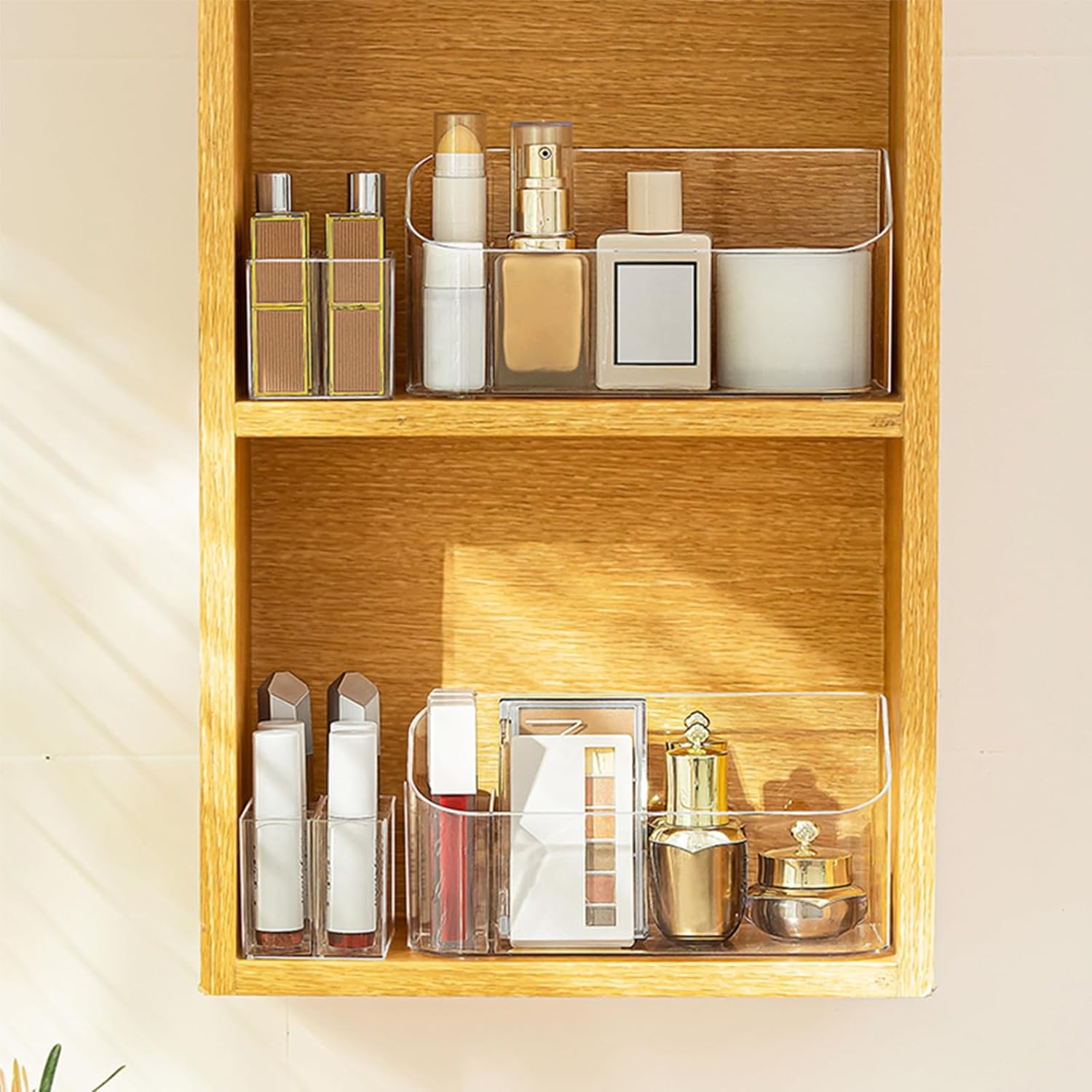 Thumbnail 2 de SUNFICON Crystal Clear Makeup Holder Tray Organiser – 9 Compartments