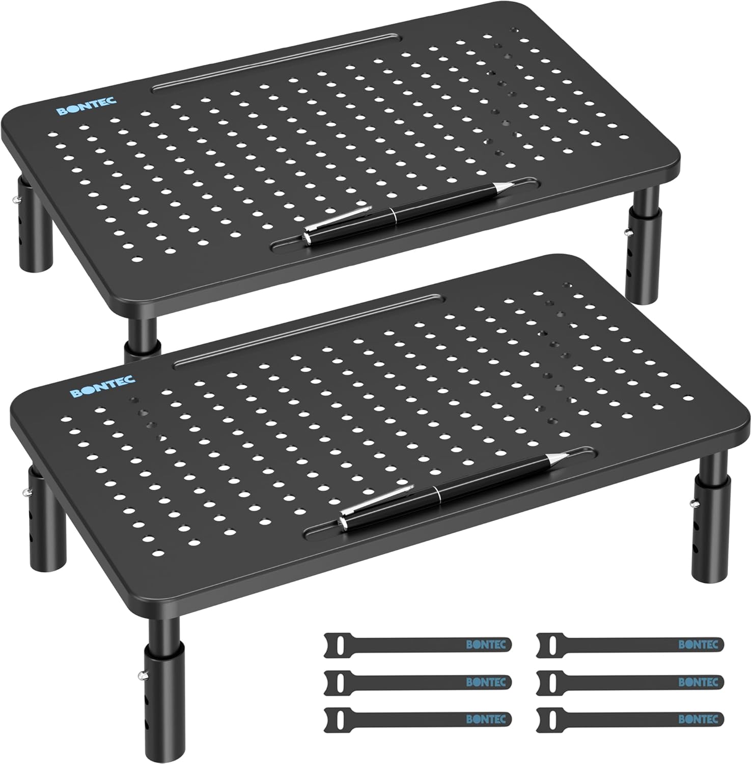 Detalle de BONTEC Supporto per Monitor Ergonomico a Altezza Regolabile (2 pezzi) in Metallo, da Scrivania