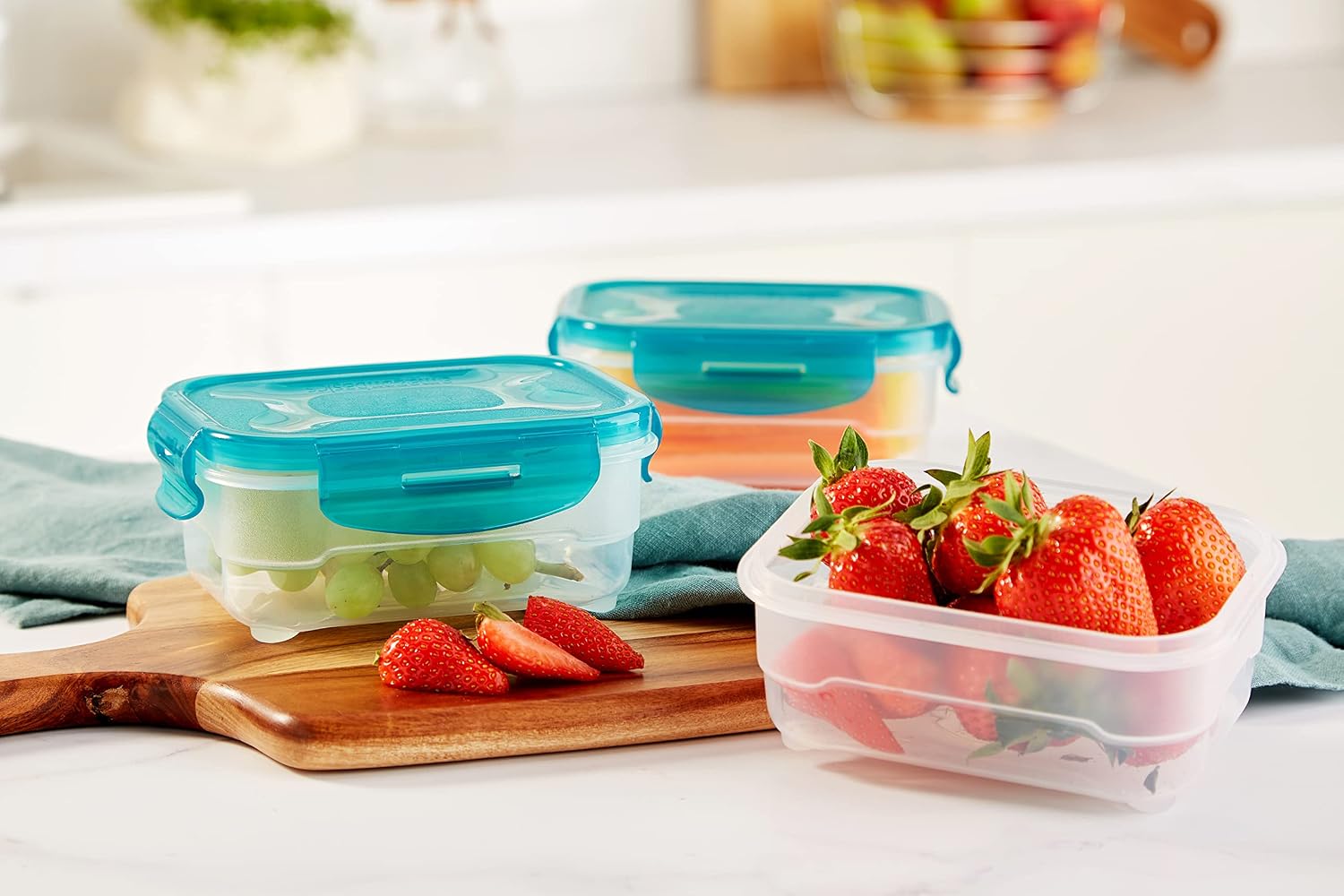 Detalle de Amazon Basics Gefrierbehälter-Set, 3 × 0,6 l – luftdicht, auslaufsicher, BPA-frei, mikrowellen- und spülmaschinenfest