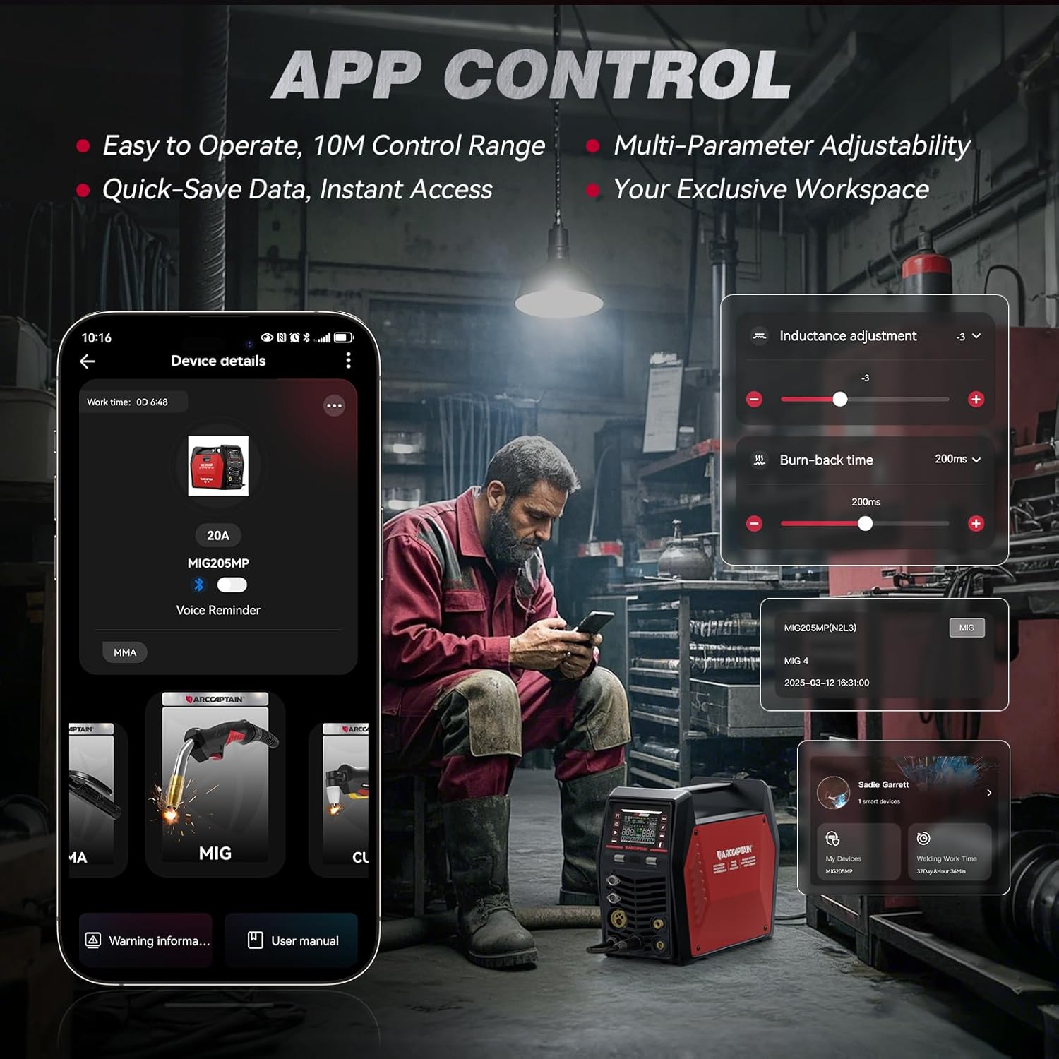 Thumbnail 3 de ARCCAPTAIN MIG205MP 9-in-1 Welder with Plasma Cutter, App Control, 120/240V
