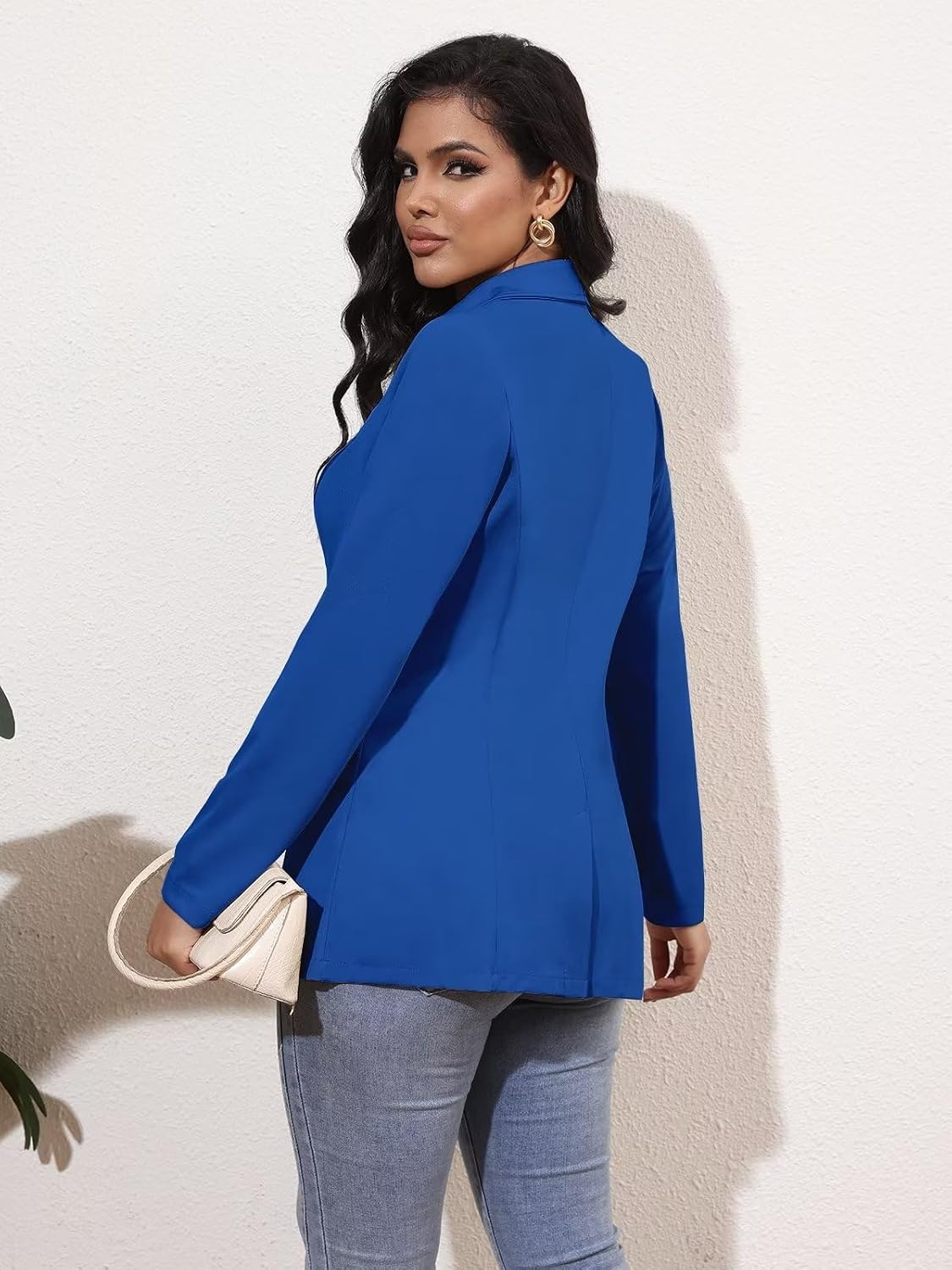 Thumbnail 3 de Genhoo Women's Stretch Blazer with Notch Lapel and Gold-Zip Pockets