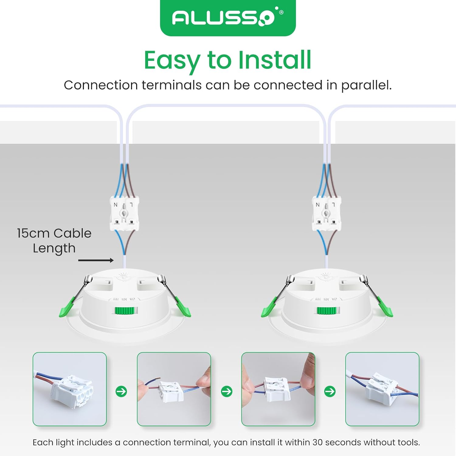 Detalle de ALUSSO LED Recessed Ceiling Lights 4W 310LM — 6 Pack