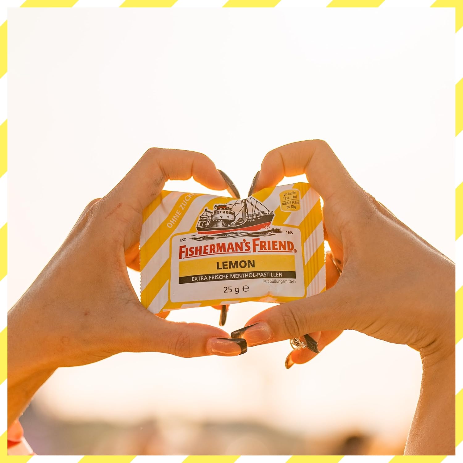 Detalle de Fisherman’s Friend Lemon – 24er Vorratsbox, Zuckerfrei & Vegan, Zitronen-Menthol für frischen Atem