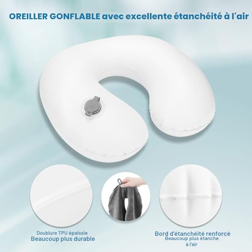 Thumbnail 7 de Cirrord Coussin de Voyage Gonflable pour Avion — Oreiller de Nuque Ultraléger avec Masque et Bouchons d’oreilles