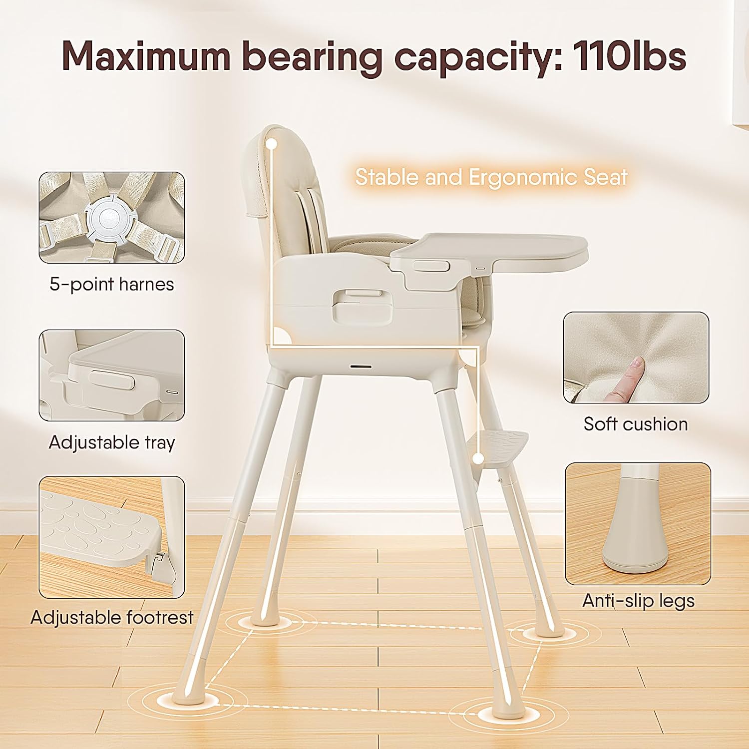 Thumbnail 4 de Obee Odee Portable Baby High Chair with PU Cushion