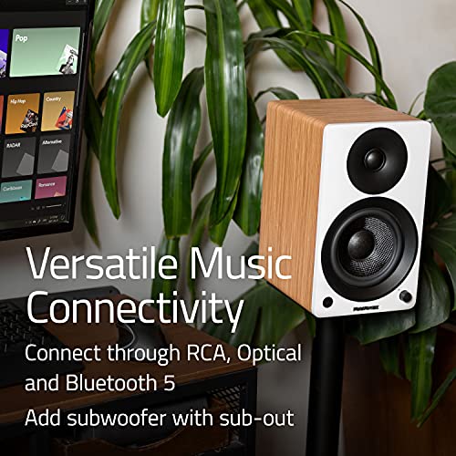 Detalle de Fluance Ai41 altavoces estéreo 2.0 de estantería con amplificador 90 W y Bluetooth 5 (Nogal natural)