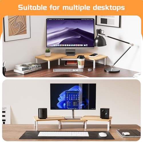 Thumbnail 8 de ETHU Dual Monitor Stand Riser with Drawer 75-103.4cm, Oak