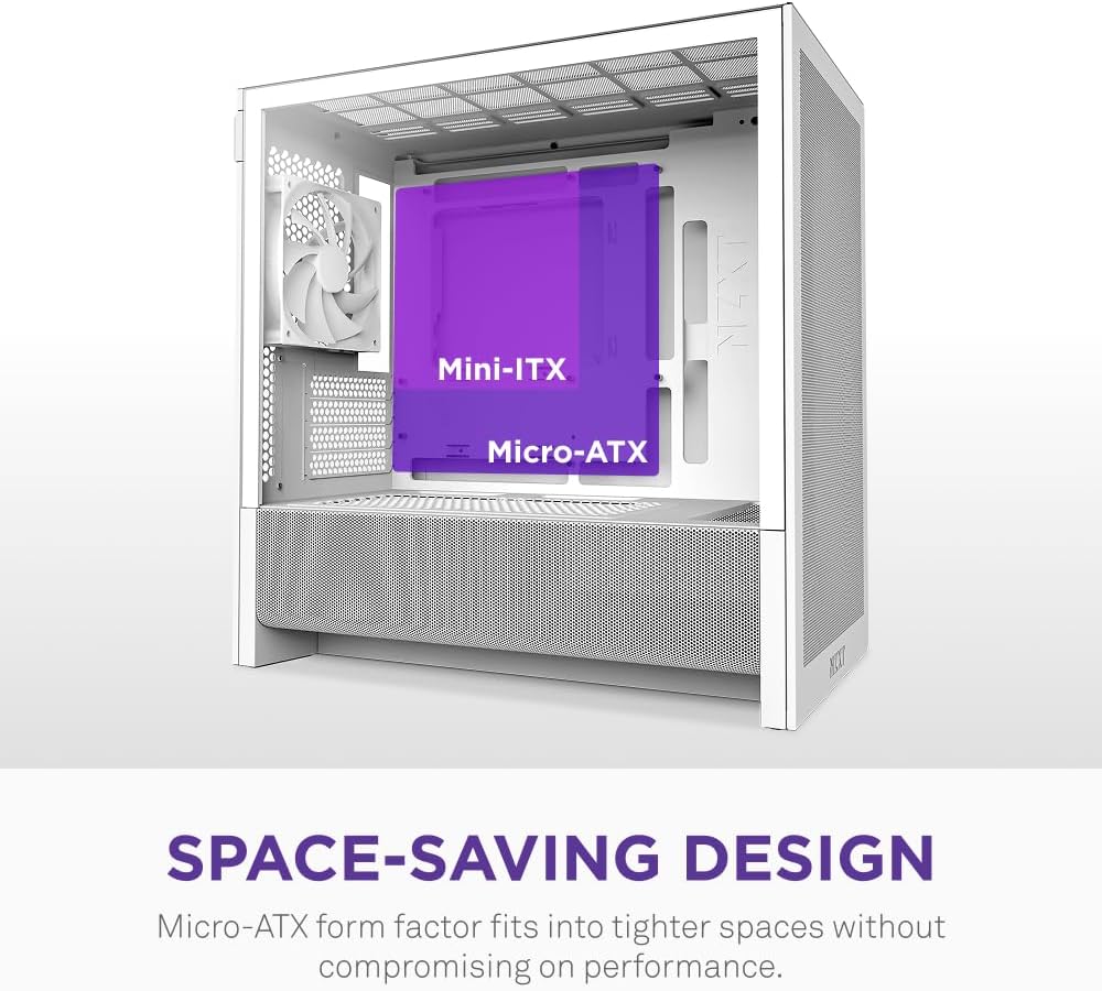 Detalle de NZXT H3 Flow CC-H31FW-01 Micro-ATXケース ホワイト、メッシュ構造・フルサイズGPU対応