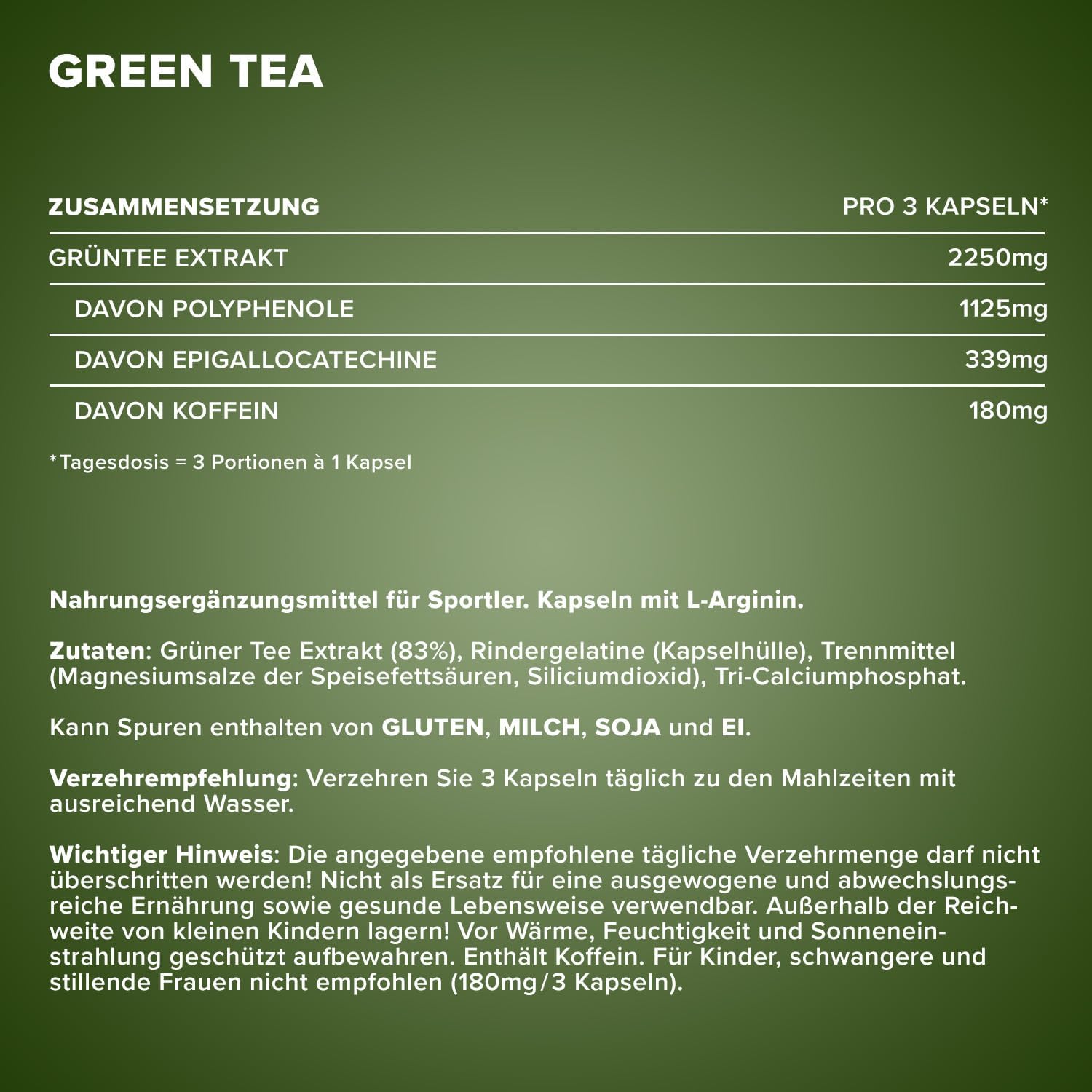 Detalle de IronMaxx Green Tea – 300 Kapseln, Grüntee-Extrakt mit 339 mg EGCG und 180 mg Koffein pro Tagesdosis