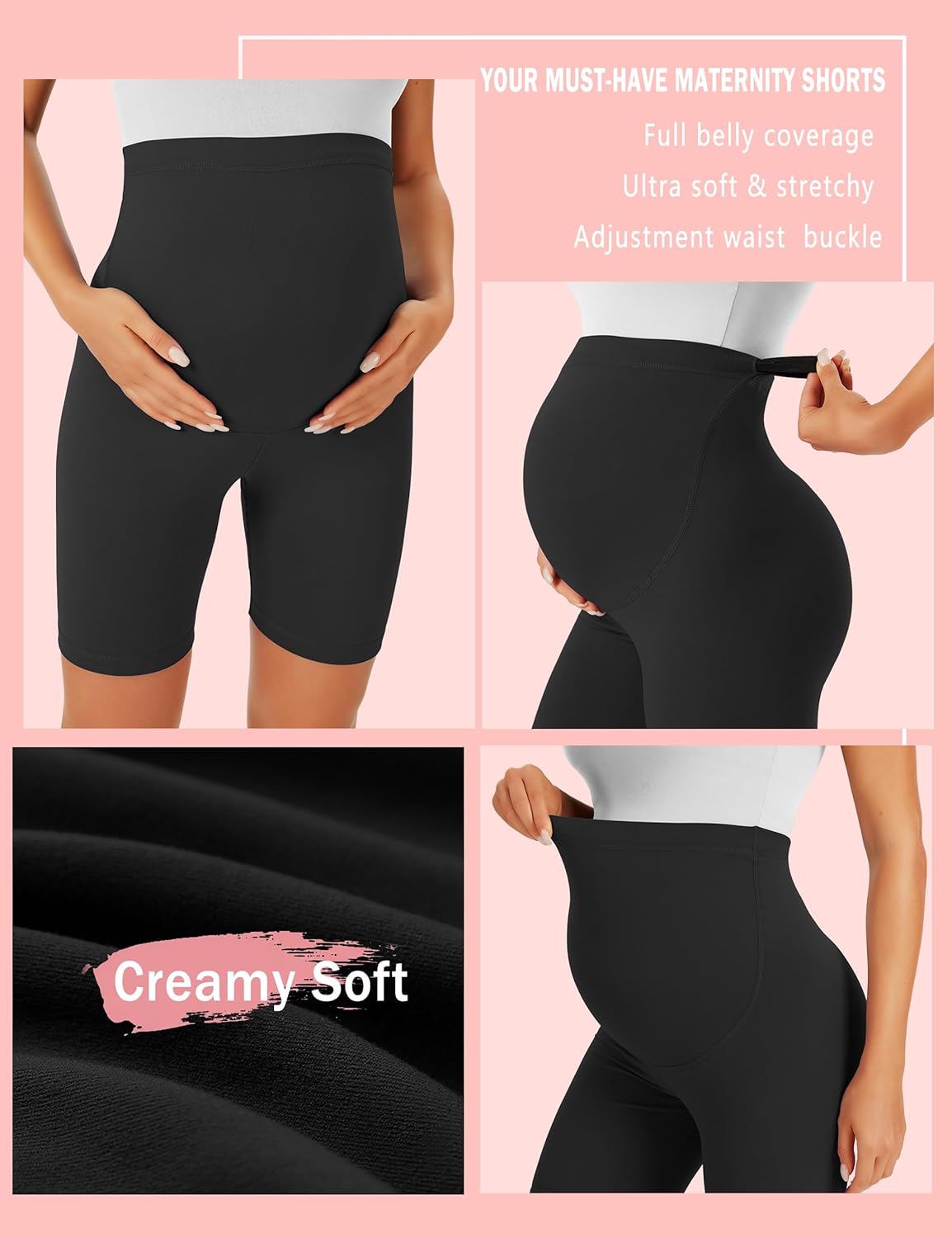 Thumbnail 5 de VALANDY Creamlush maternity over-the-belly biker shorts (S–XL) for lounging, yoga and everyday errands