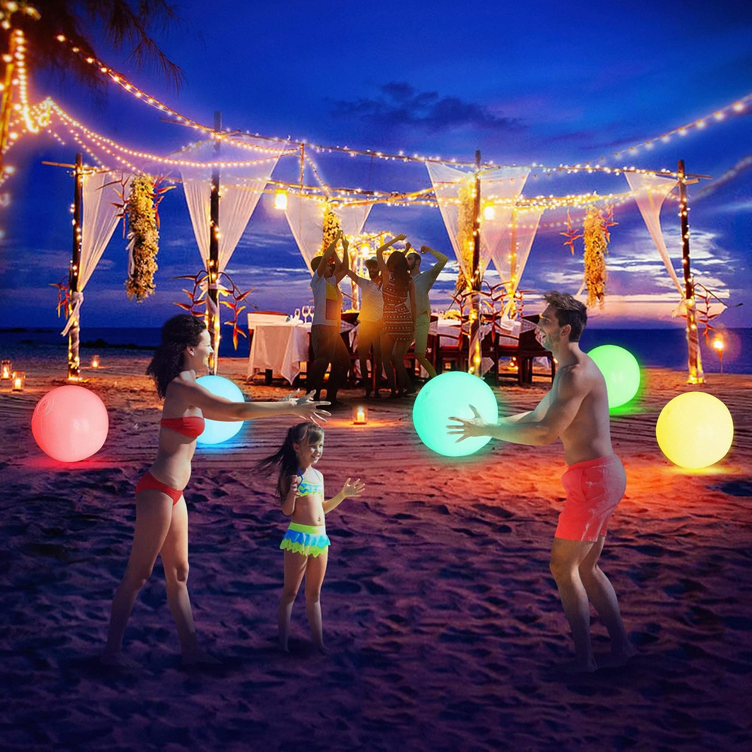 Thumbnail 5 de FLAMDYNO Light-Up Pool & Beach Ball Set (4 or 8 LED Glow Balls, 8 Light Modes)