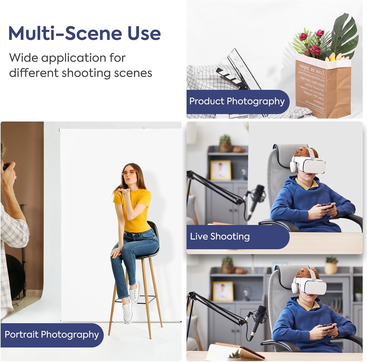 Thumbnail 5 de SEDGEWIN White Backdrop with Stand 6.5x5ft – Durable 3-in-1 Photography Backdrop Kit