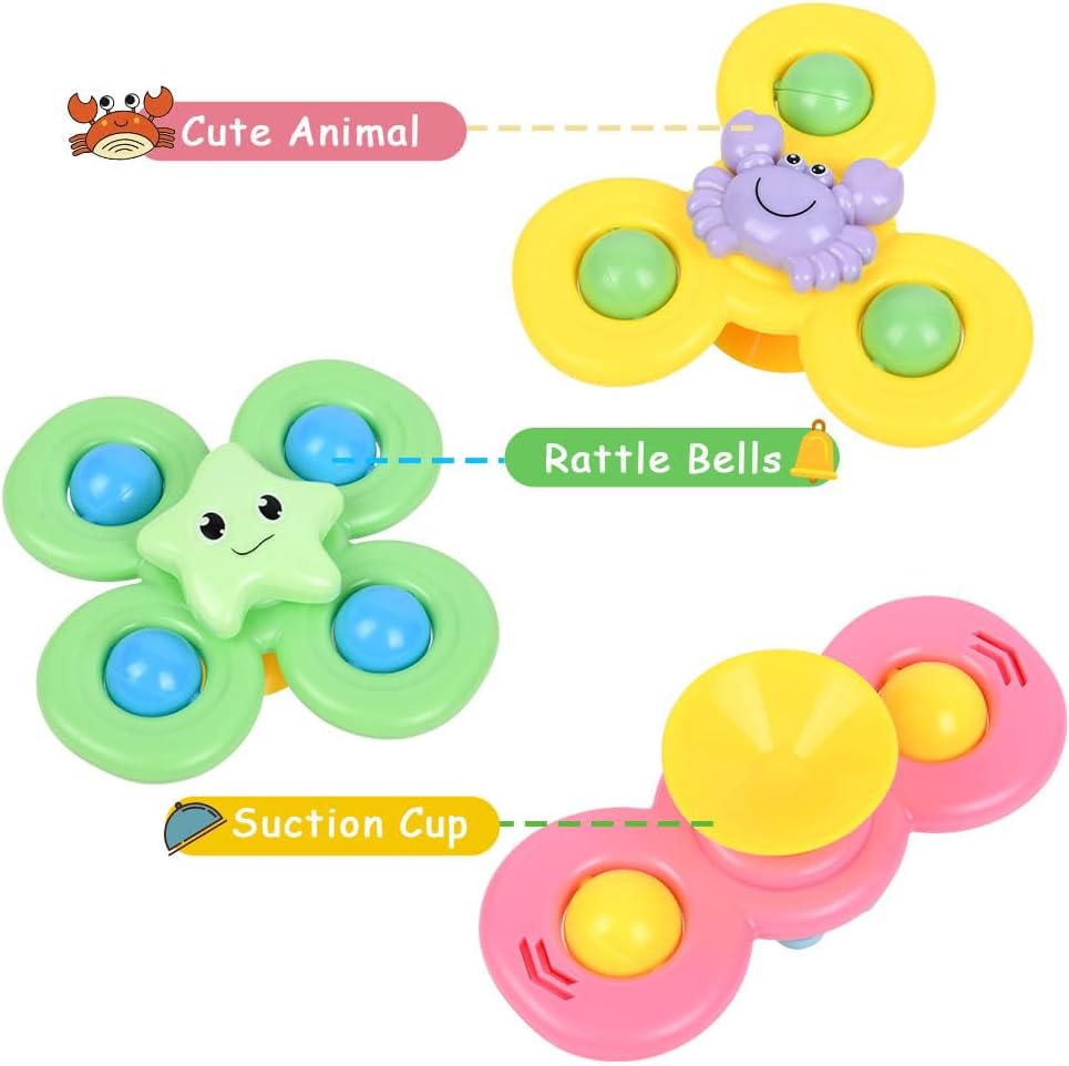 Thumbnail 2 de Ainiv 3PCS Suction Cup Spinner Toy set for toddlers (1+ years) with rattle and rotating blades