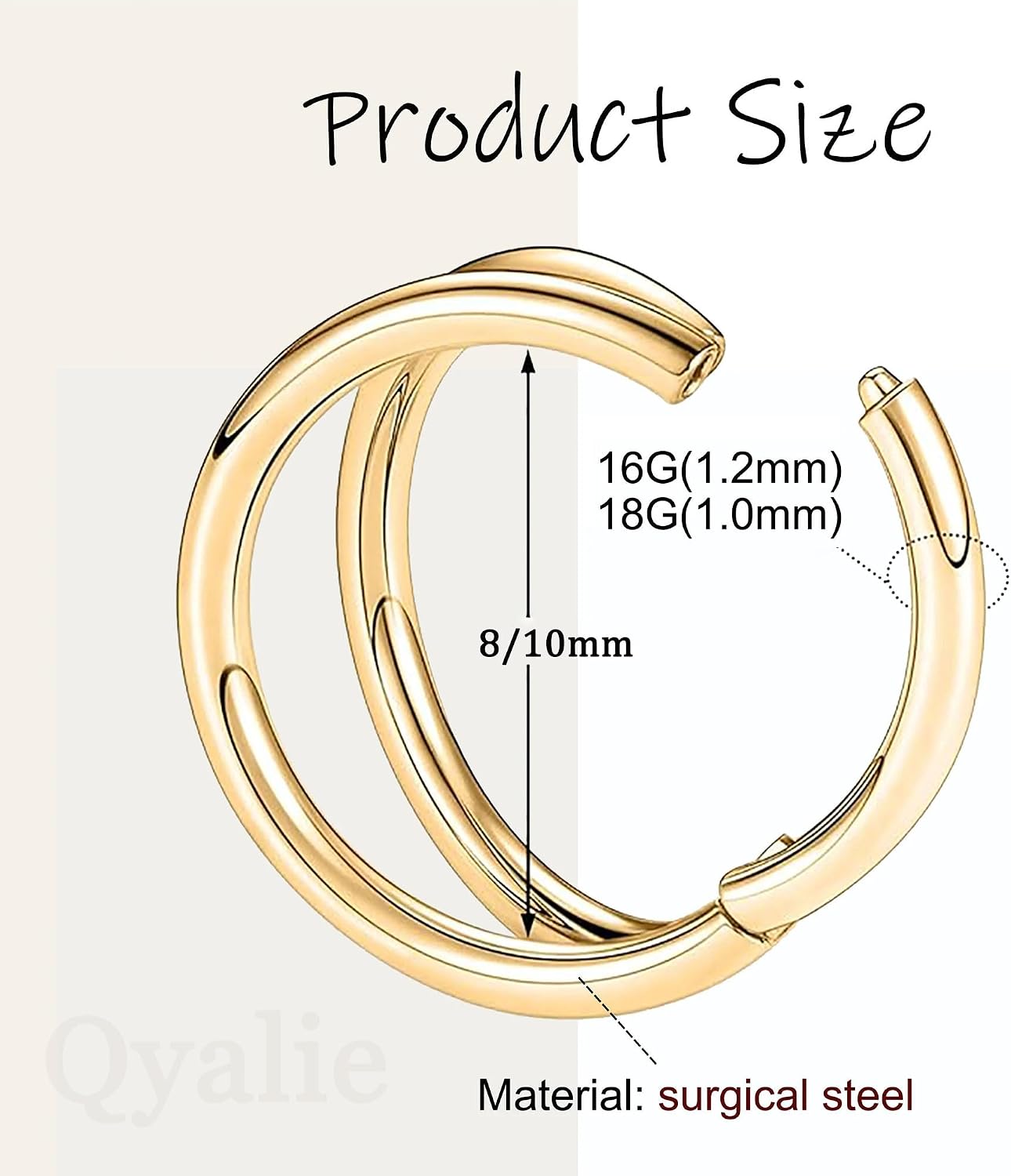 Thumbnail 4 de Qyalie cartilage hoop earrings, stainless steel