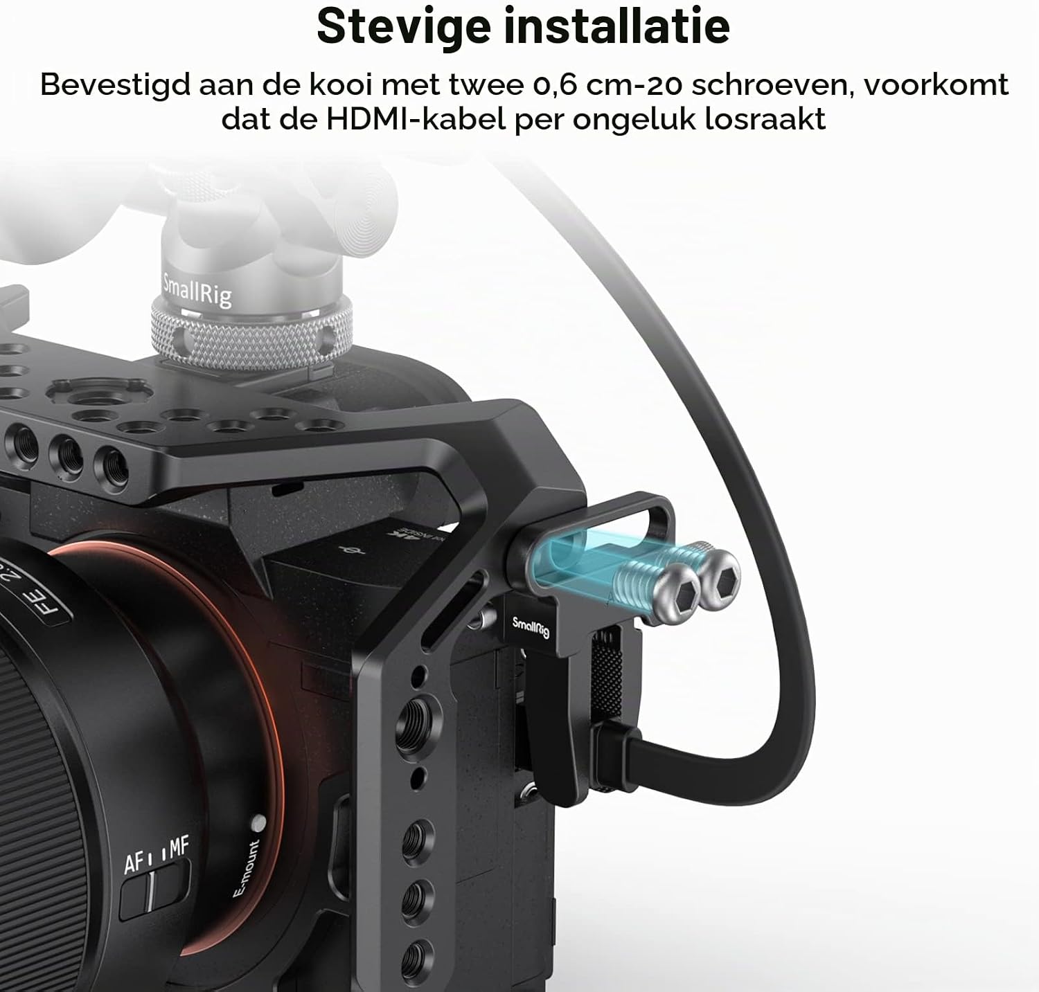 Detalle de SMALLRIG 3637 HDMI-kabelklem voor geselecteerde camerakooien