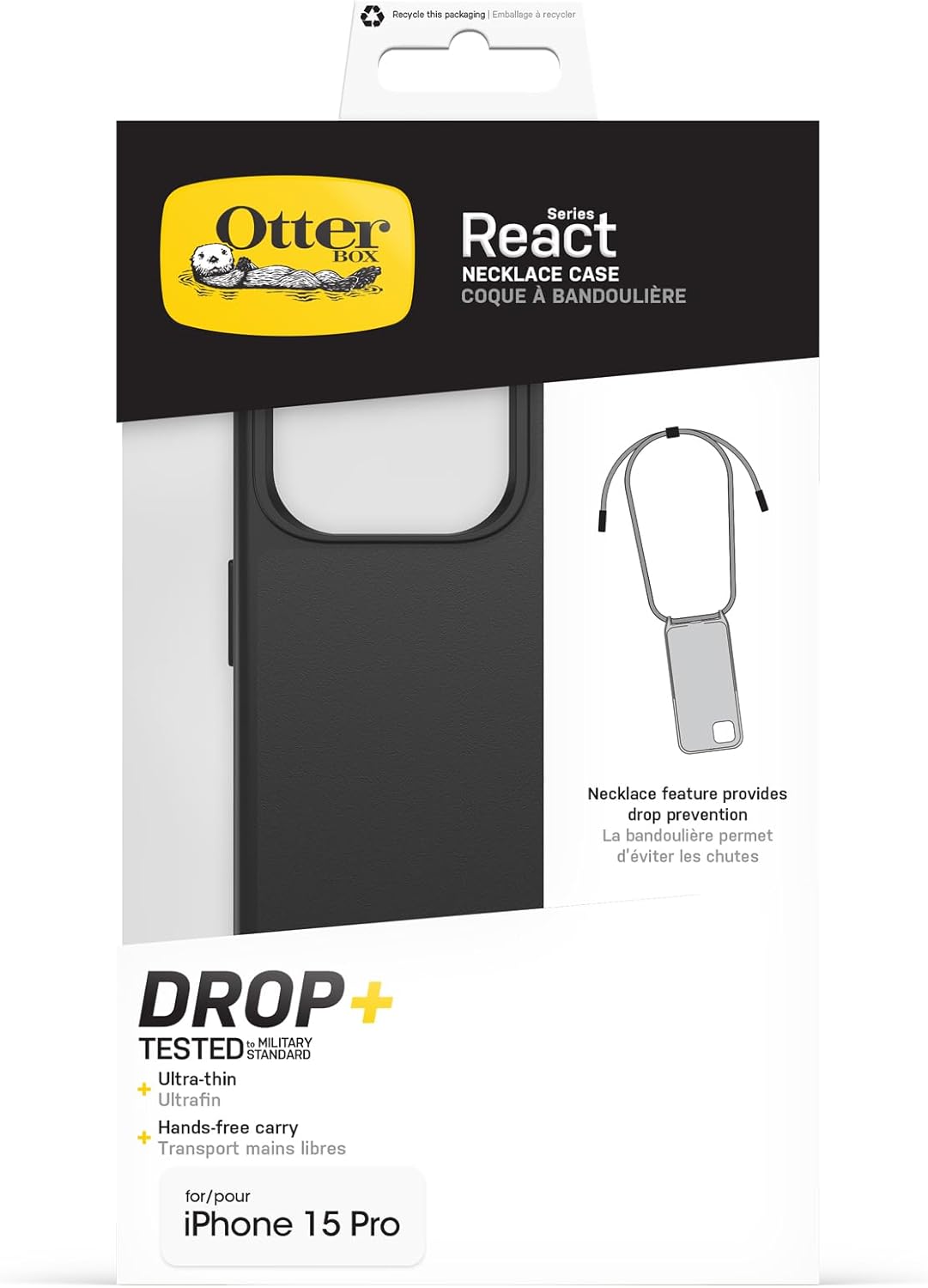 Thumbnail 4 de OtterBox Cover React Necklace con MagSafe per iPhone 15 Pro — Ultra sottile, protezione con cordino e supporto MagSafe