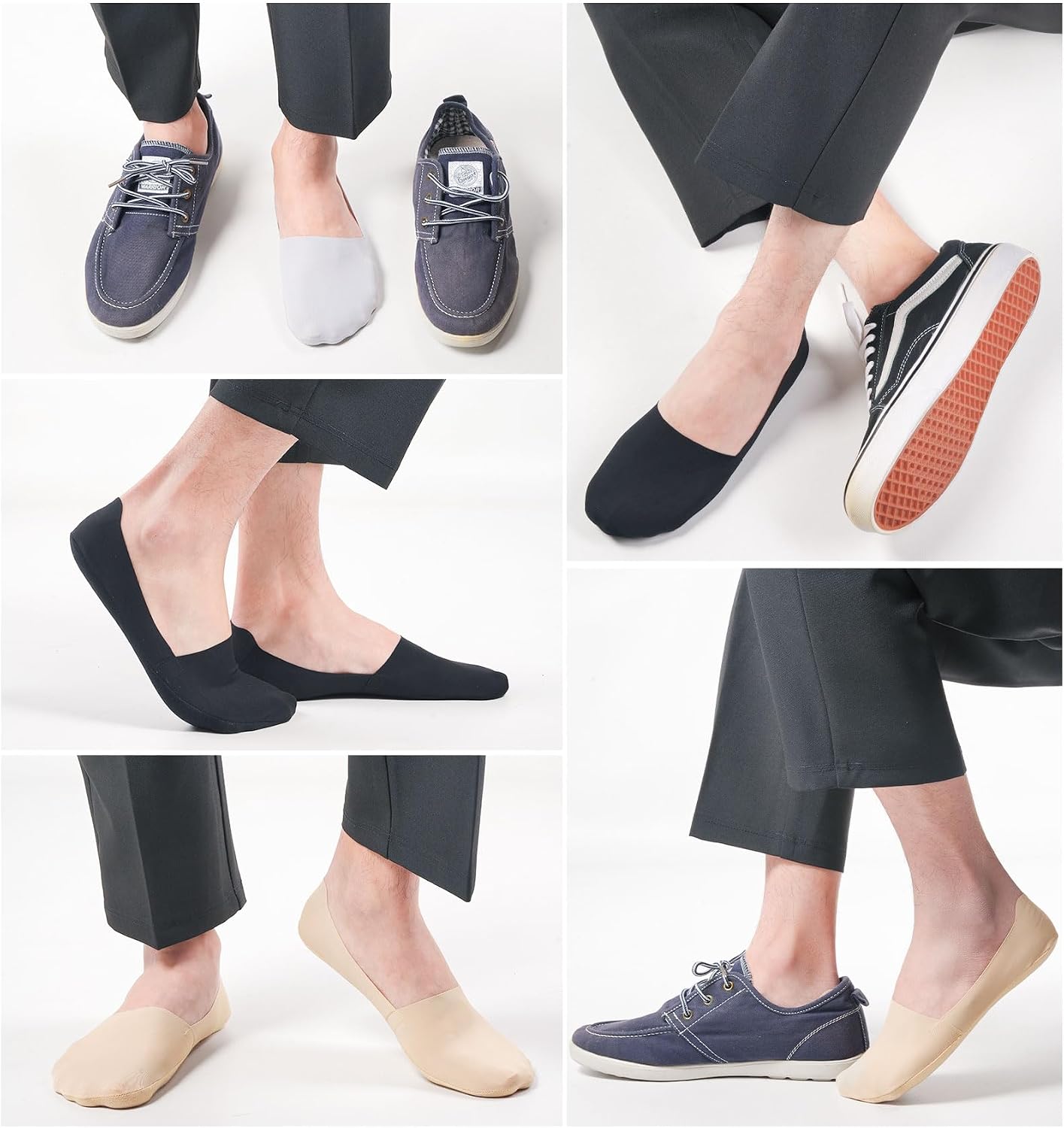 Thumbnail 1 de Caldodo Invisible Trainer Socks (6 Pairs) – No Show, Non-Slip Nylon-Cotton Mix