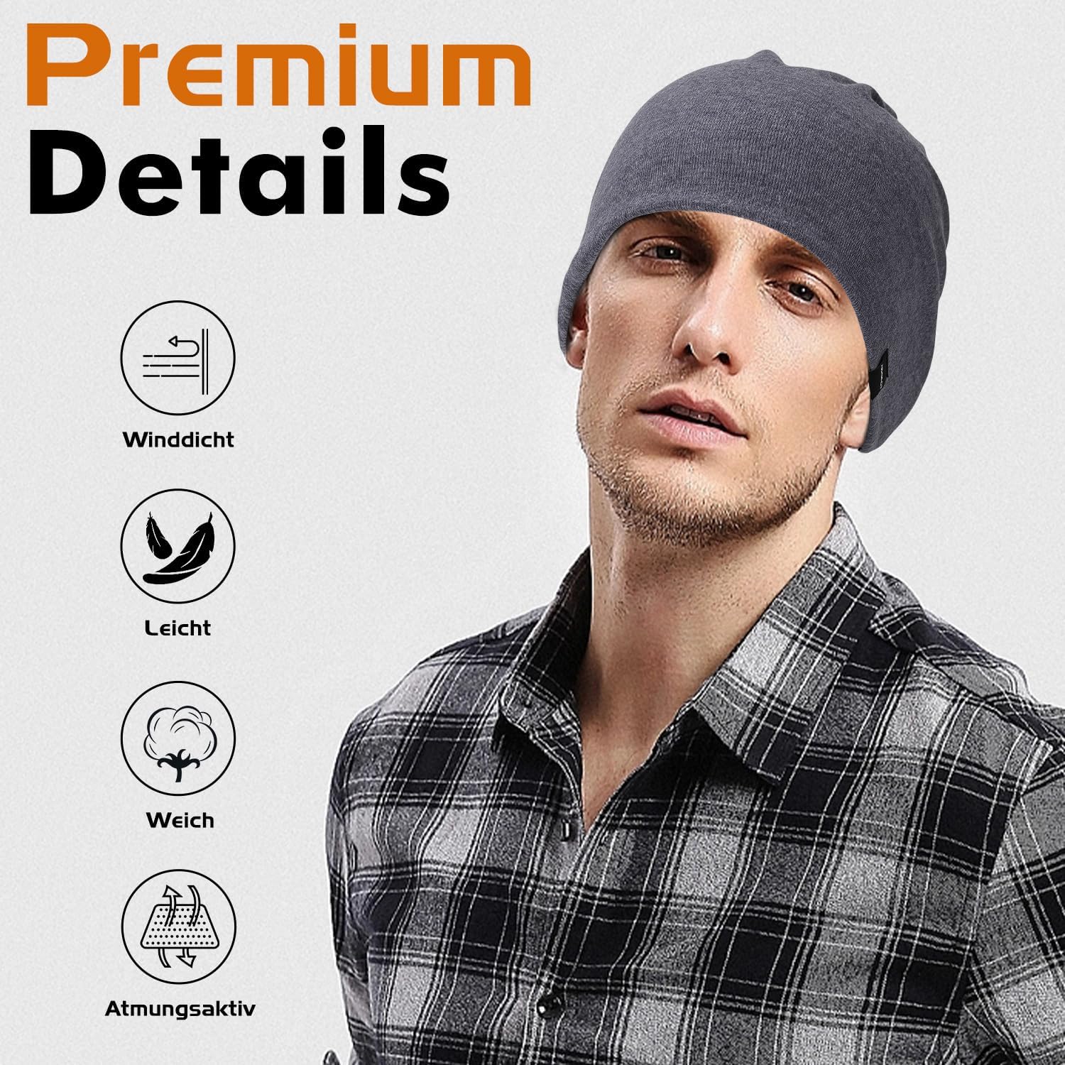 Detalle 2 de Leichte Slouch Beanie Mütze Damen Herren