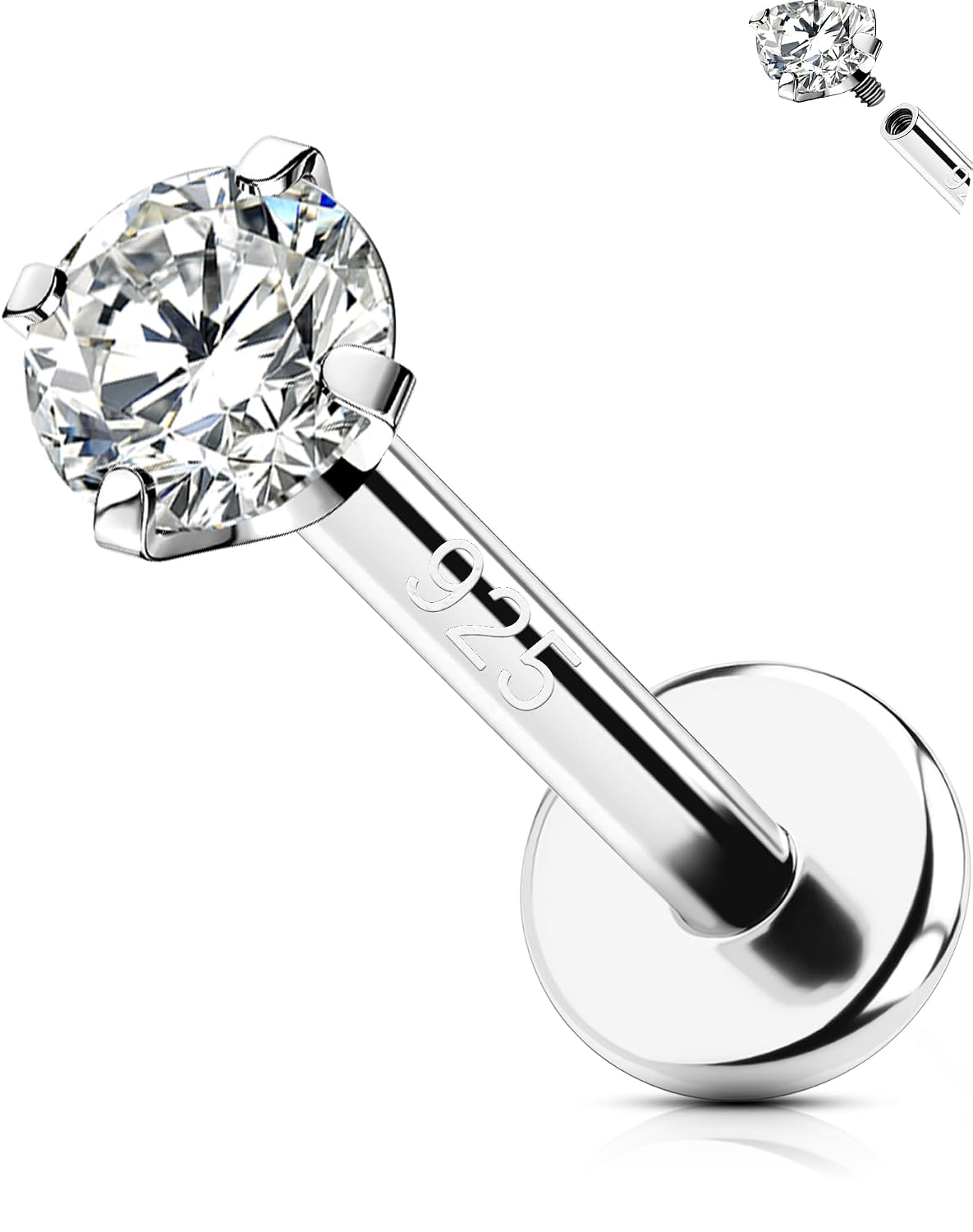Imagen de OUFER 16G Helix Argent 925 Zircon 3 mm en OfertitasTOP