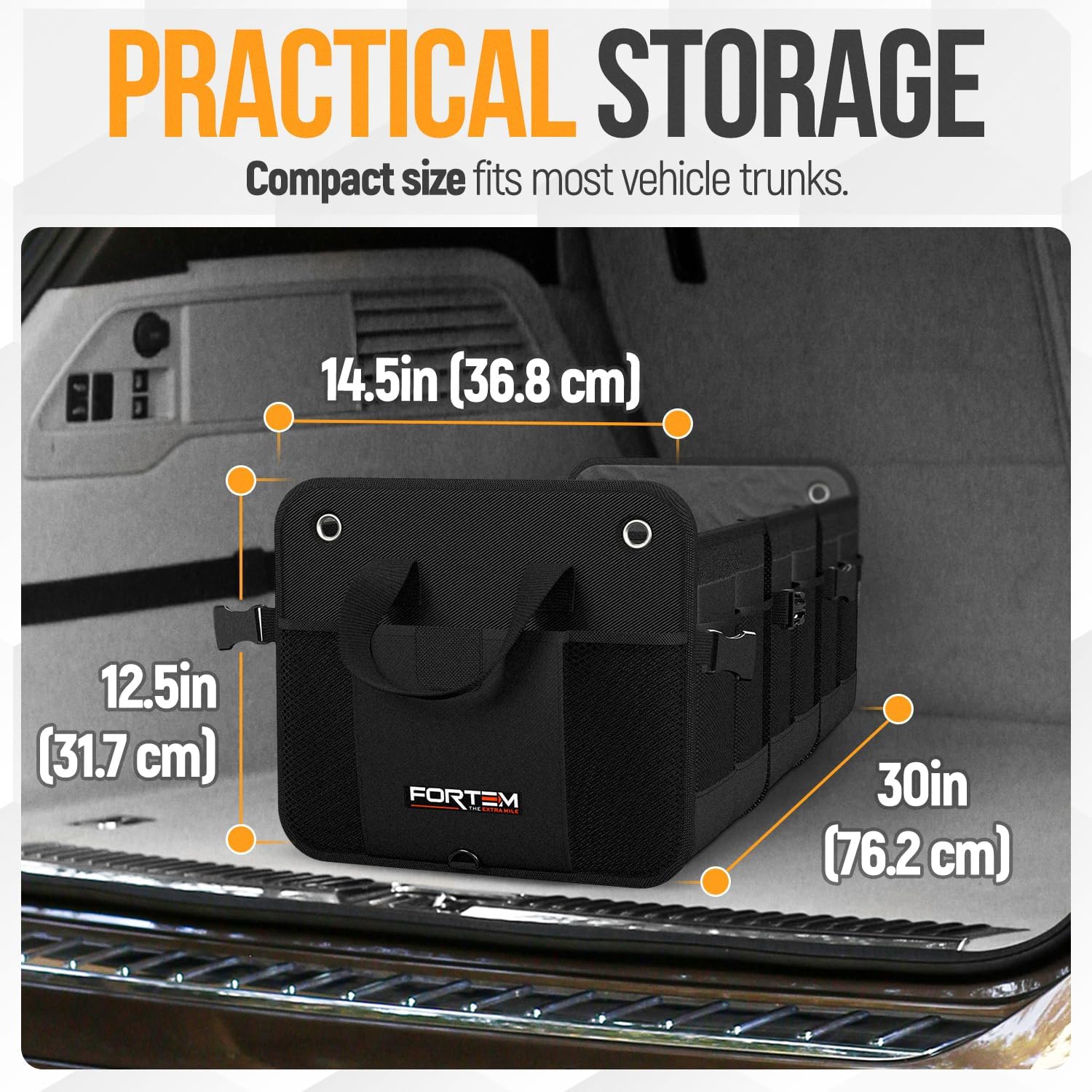 Thumbnail 2 de FORTEM Trunk Organizer for SUV, 90L 1680D Oxford Car Storage Bag with Non-Slip Bottom, Straps & Soft Cover