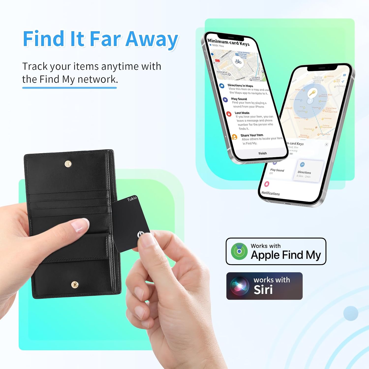 Thumbnail 3 de Tukio Smart Air Tracker Card 2 Pack (Black) – Apple Find My wallet tracker with rechargeable, wireless charging