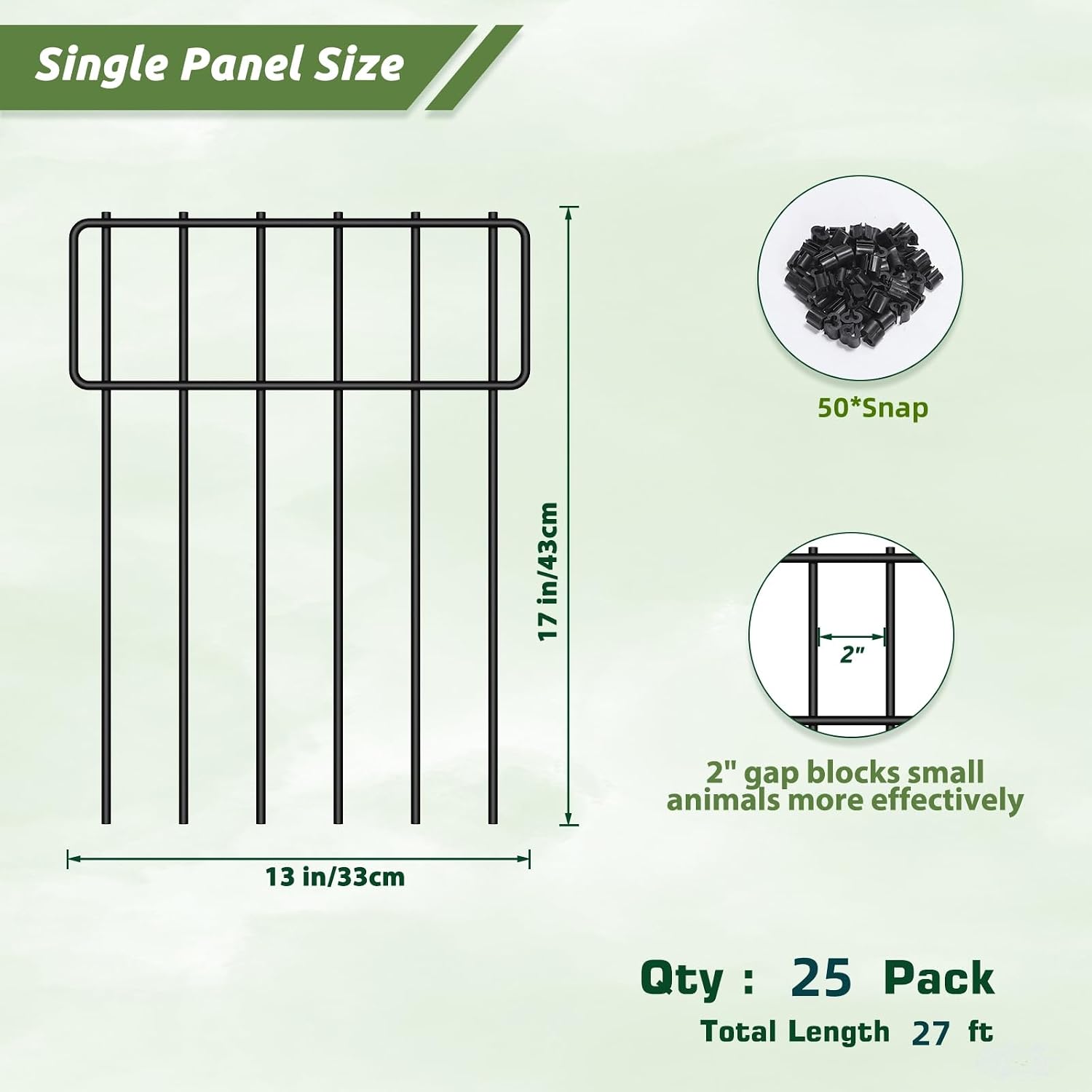 Thumbnail 1 de LIANTRAL Garden Fence 25 Pack: Rustproof, No-Dig Animal Barrier Panels (43 cm x 8.25 m) for Yard, Patio and Border