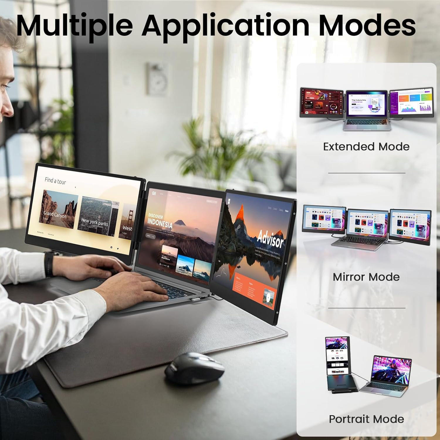 Thumbnail 6 de Synnov Laptop Screen Extender 14" FHD Dual Monitor With Stand – Triple Display for 13"–16.5" Laptops