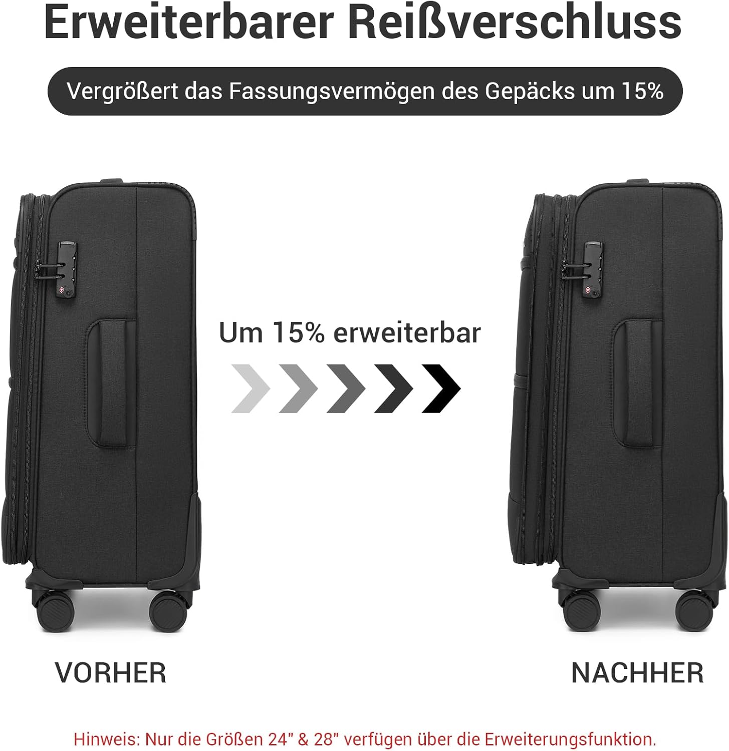 Detalle de British Traveller Erweiterbarer Mittelgroß Koffer 68L – 4-Rollen, TSA, 68,5x44x28,5 cm