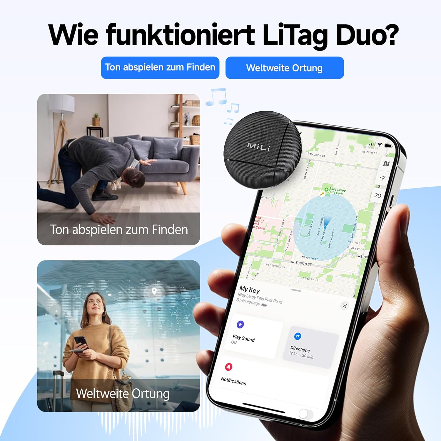 Thumbnail 2 de MiLi LiTag Duo Traceur Localisateur Bluetooth (compatible iOS & Android) — Pack de 4
