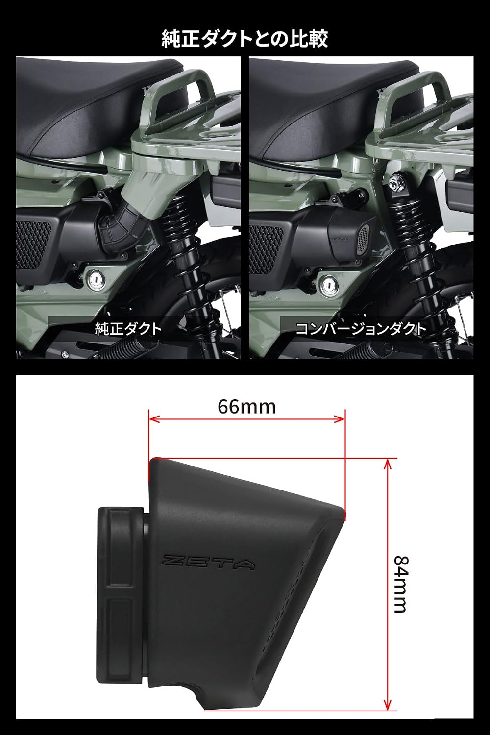 Detalle 2 de ZETA RACING F7967 CT125用コンバージョンダクト ステンレスメッシュ・水抜き穴付き