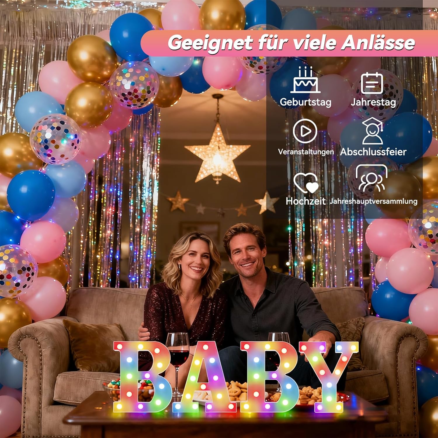 Thumbnail 3 de LED Buchstaben Lichter Alphabet – 35 Farben, Fernbedienung, DIY-Wörter