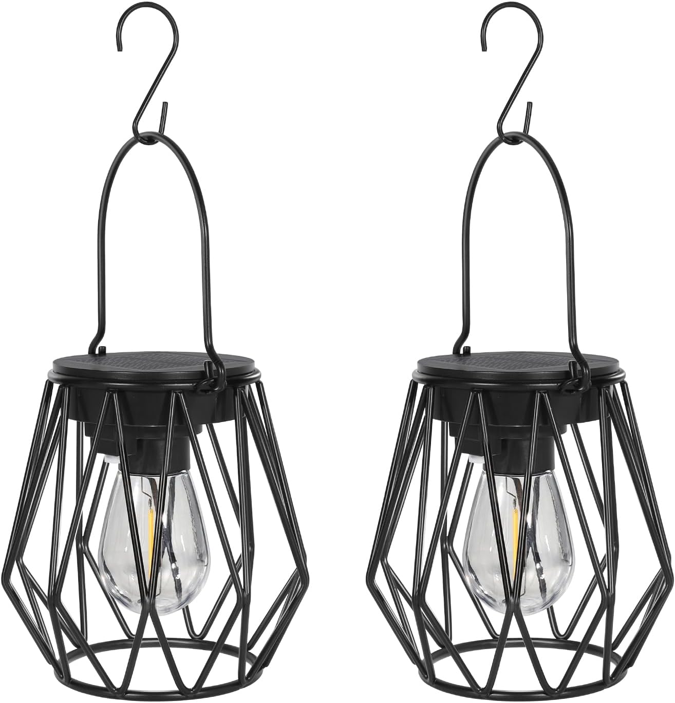 Detalle 2 de TaoFiaCo Lanterna Solare per Esterni – 2 pezzi, da appendere o posare, IP65, design retrò per giardino e balcone