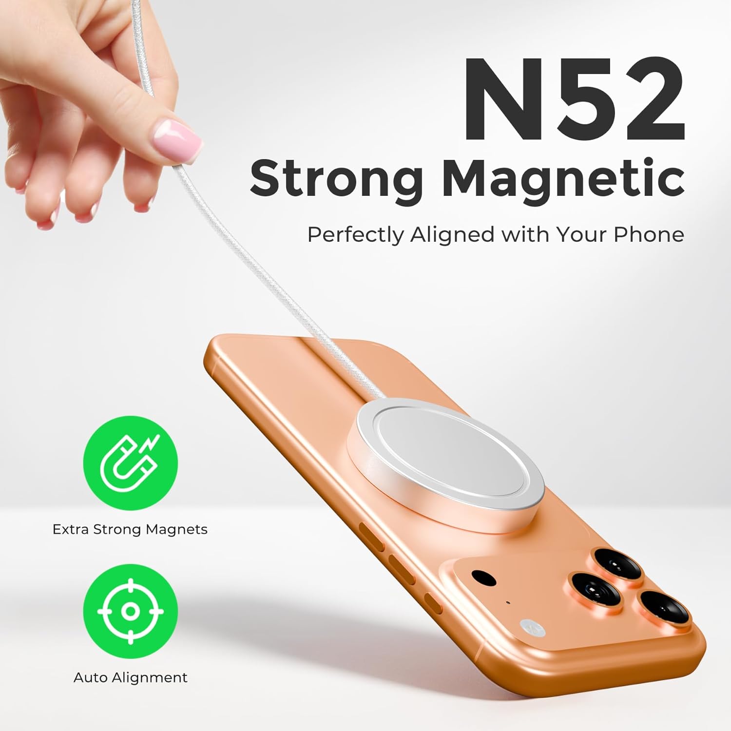 Detalle de 25W Magnetic Wireless Charger: Qi2.2 Fast Charging Pad (2-Pack) for iPhone, Pixel, Galaxy, AirPods – Travel-Ready Magnetic Charging