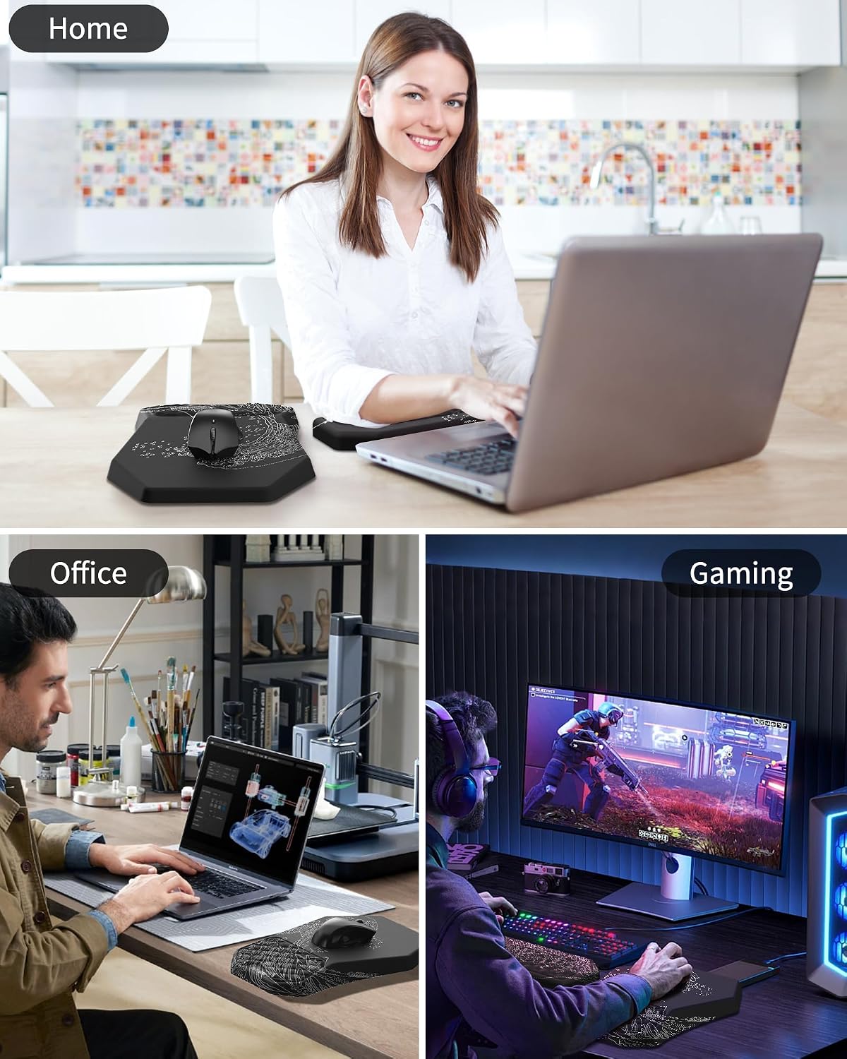 Detalle 2 de Ergonomic Mouse Pad with Wrist Rest, Memory Foam