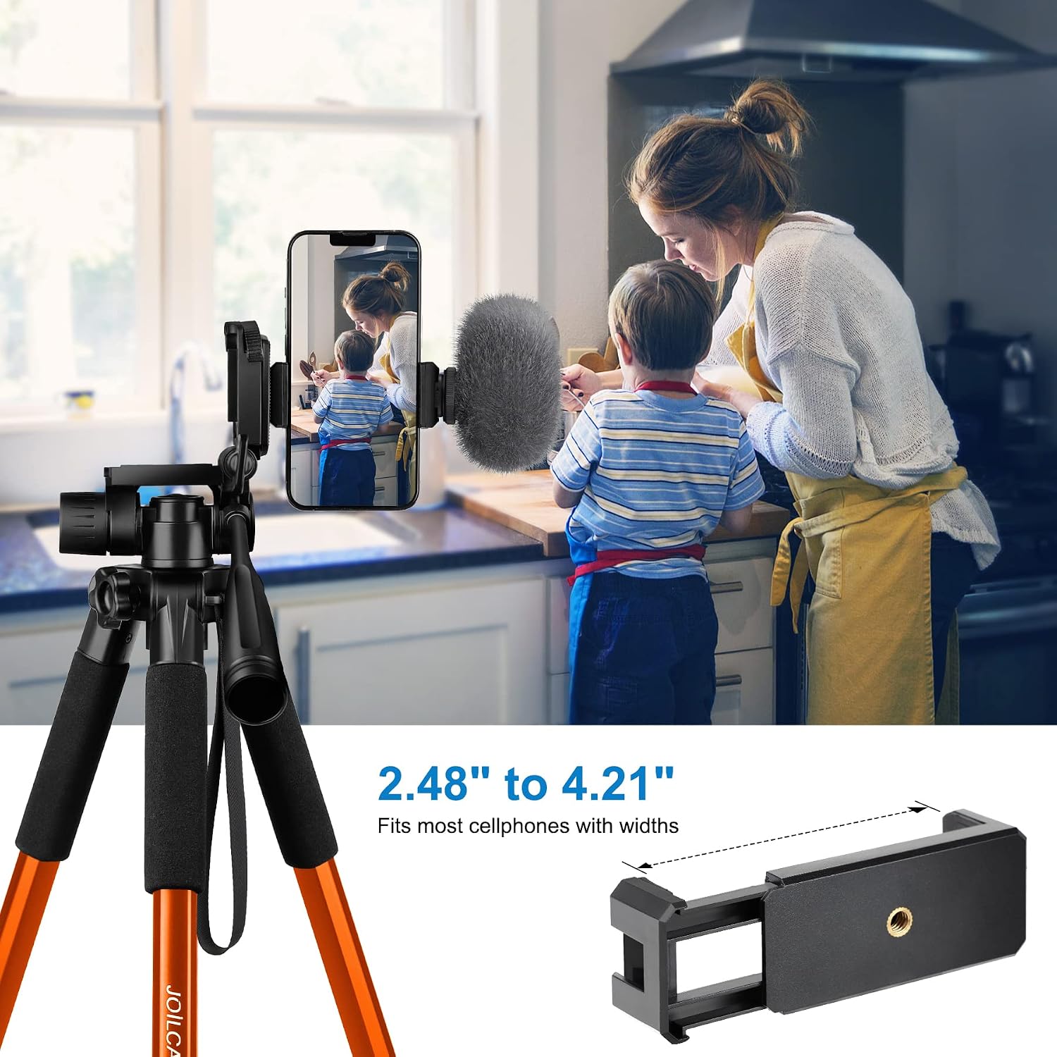 Thumbnail 5 de JOILCAN Compact Camera Tripod for DSLR and Smartphone – Aluminium, 3‑Way Pan Head, 65" Max Height
