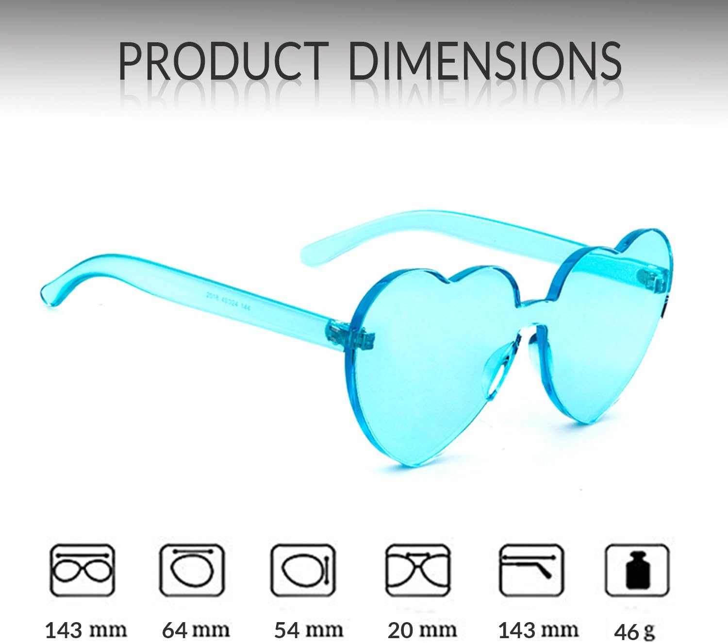 Thumbnail 1 de ADEWU Lunettes de soleil sans monture en forme de cœur – Lunettes candy color pour filles
