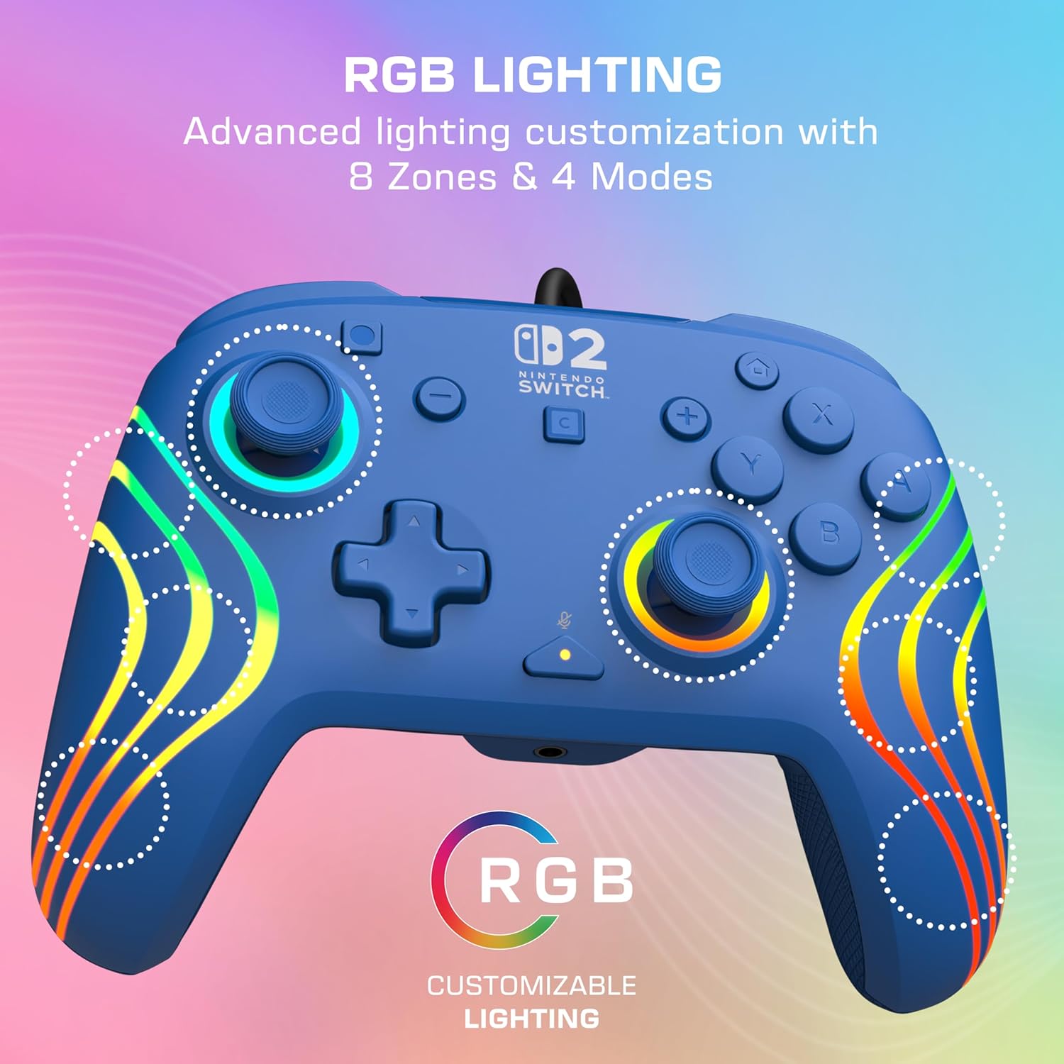 Thumbnail 2 de Turtle Beach Afterglow Wave RGB-Gaming-Controller (blau) – offiziell lizenziert für Nintendo Switch 2