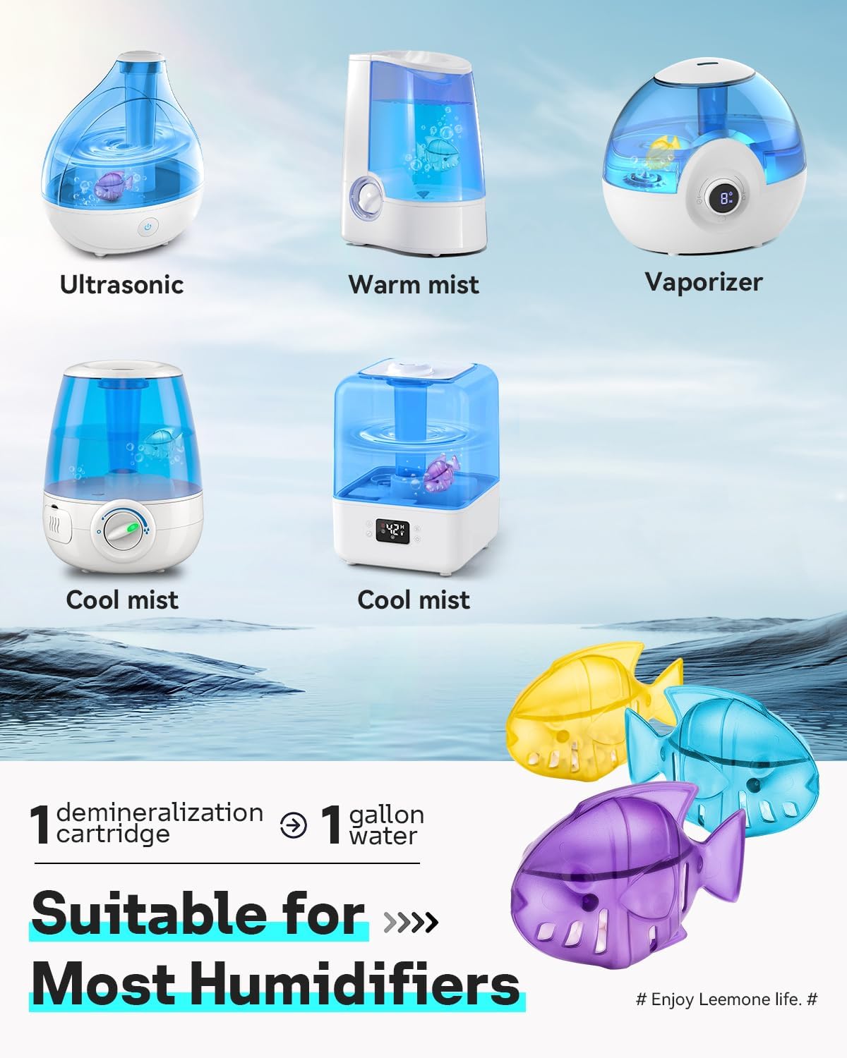 Detalle de Leemone HX10P Humidifier Cleaning Fish, 10-Pack for Humidifiers and Fish Tanks