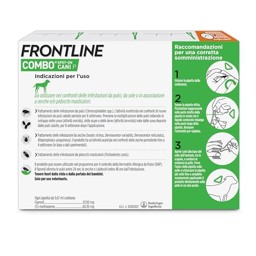 Detalle 2 de FRONTLINE Combo Cani Taglia S (2-10 Kg) – 3 Pipette, Antiparassitario a lunga durata