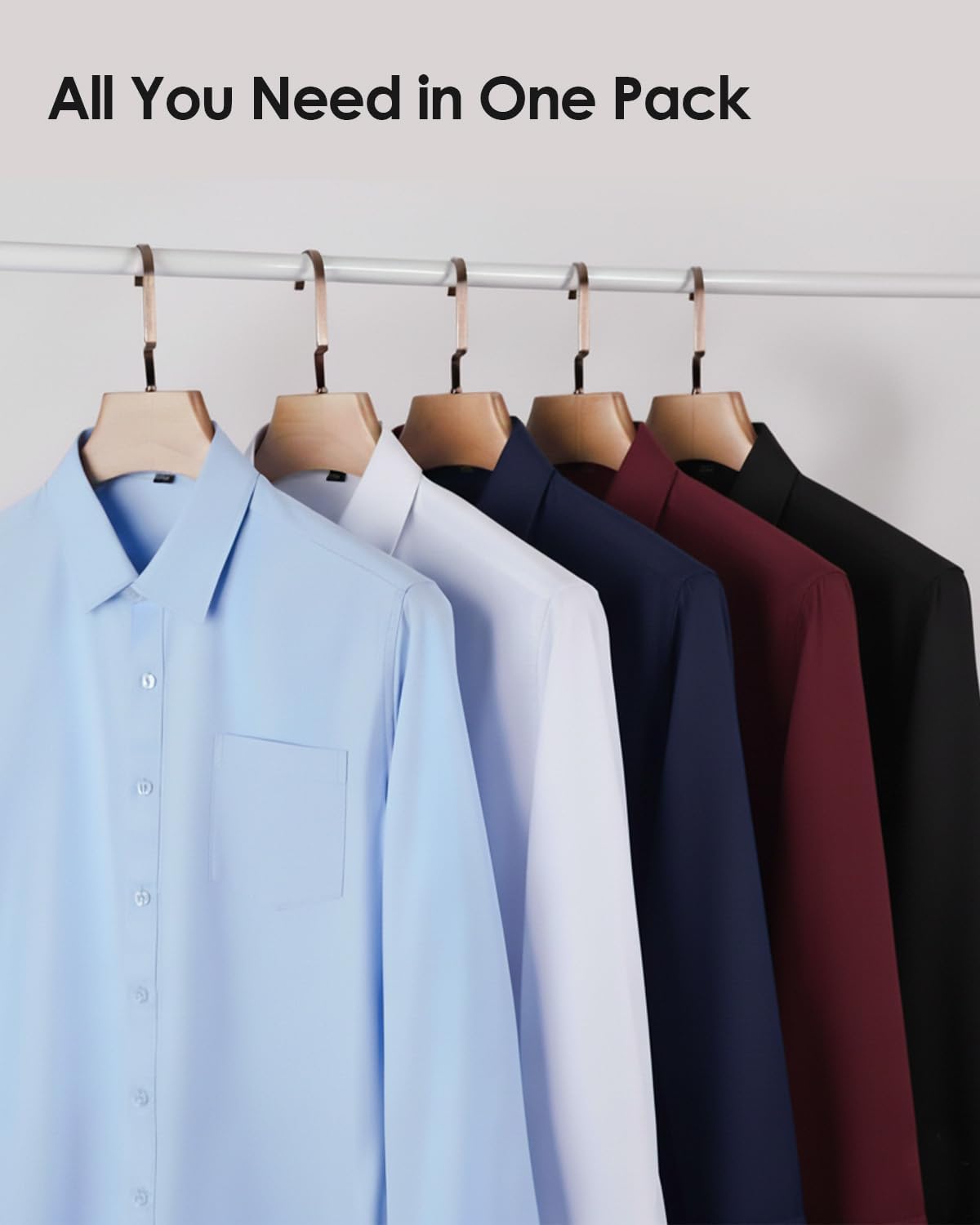 Detalle de Mens dress shirt pack, long sleeve stretch