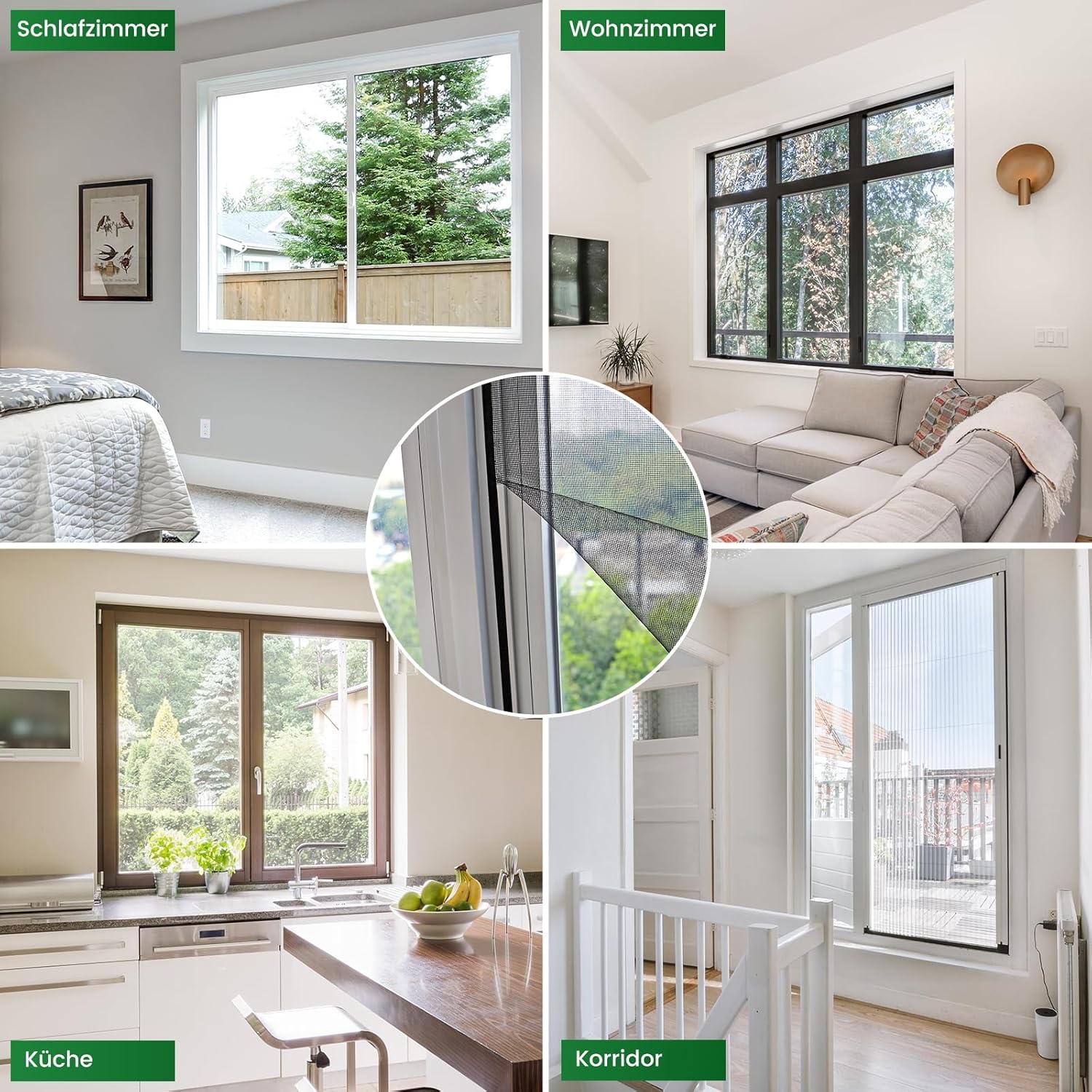 Thumbnail 5 de Fliegengitter Fenster ohne Bohren DIY 150x150 cm (2 Stück) mit Klettband, zuschneidbar – Schwarz