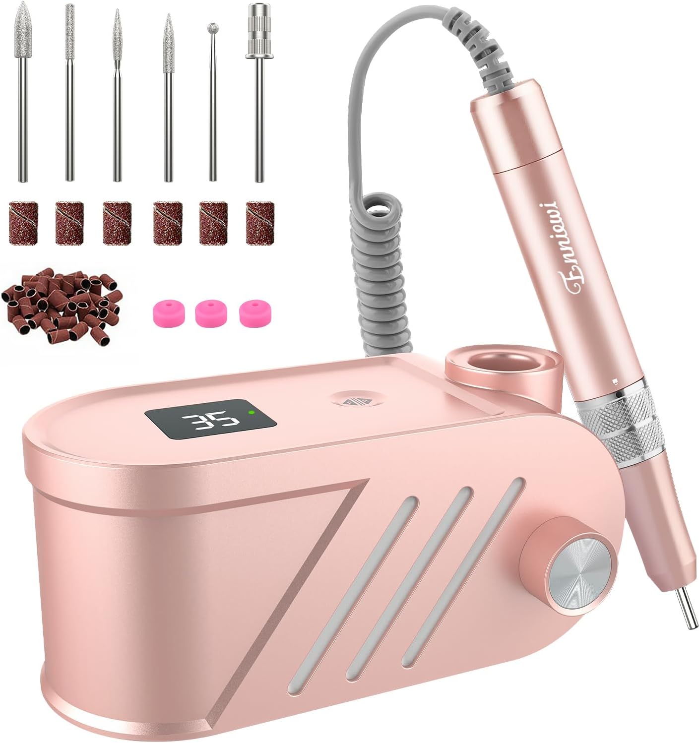 Enniewi Fresa per Unghie Professionale 35000RPM – Lima Elettrica Rosa per manicure e pedicure
