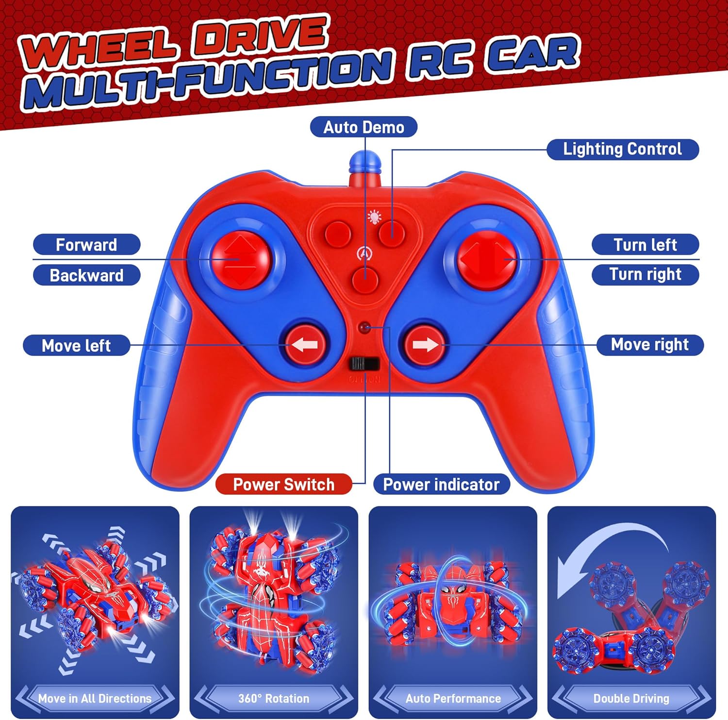Thumbnail 1 de Kssvzz Spider 2.4GHz 360° Double-Sided 4WD RC Stunt Car with Cool Lights