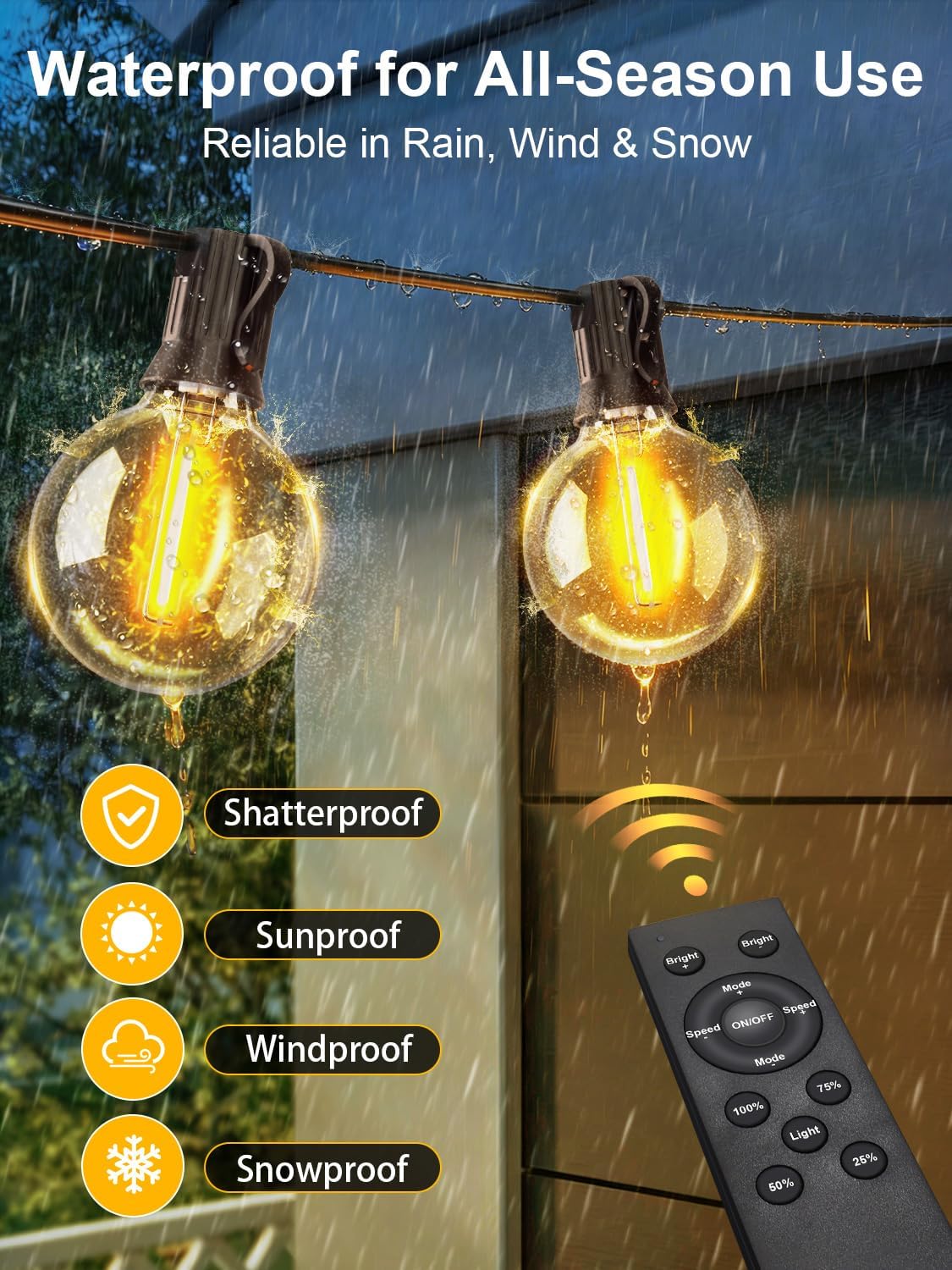 Detalle de Guirlande lumineuse extérieure dimmable 30 m avec contrôle APP et télécommande – IP44, musique sync et minuterie