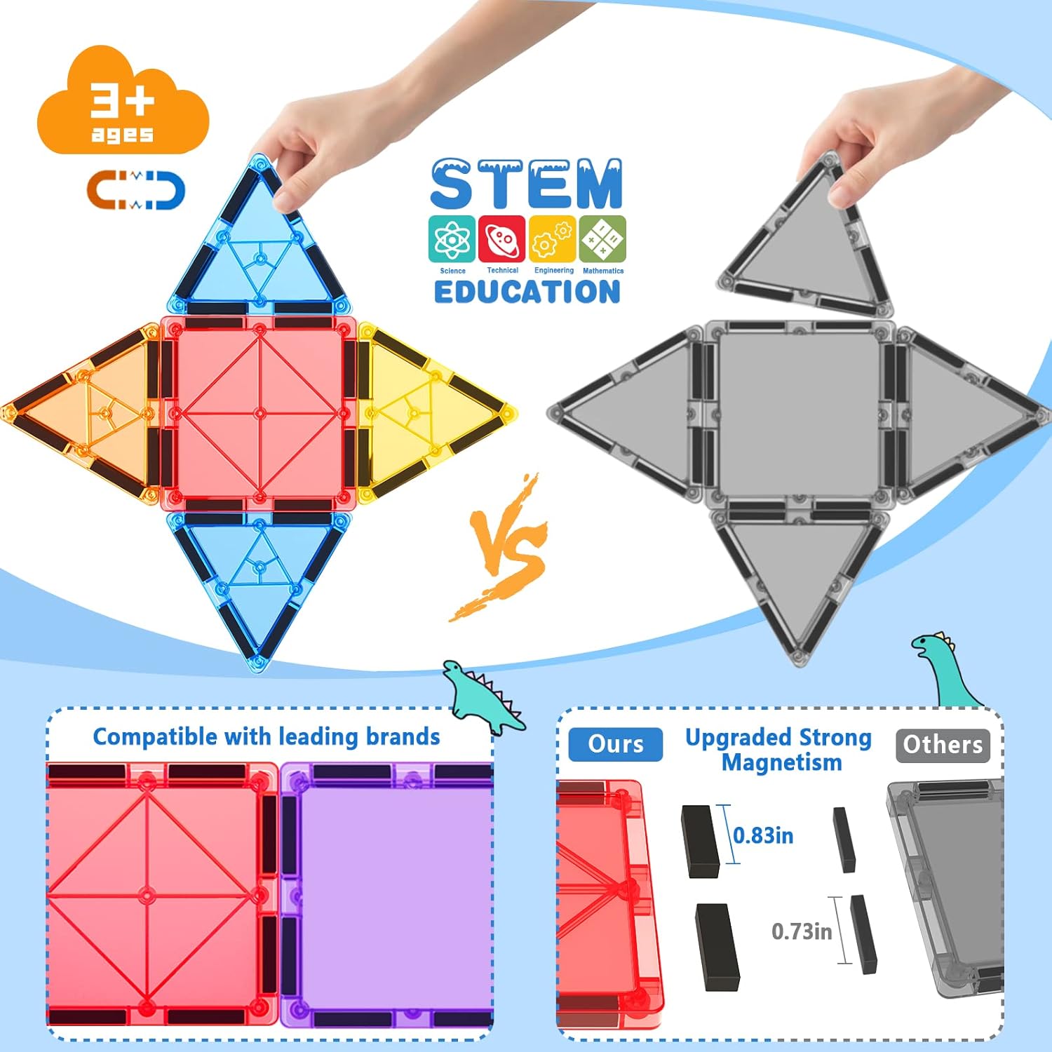 Detalle 2 de 100 Magnetische Bausteine STEM Set mit 2 Autos