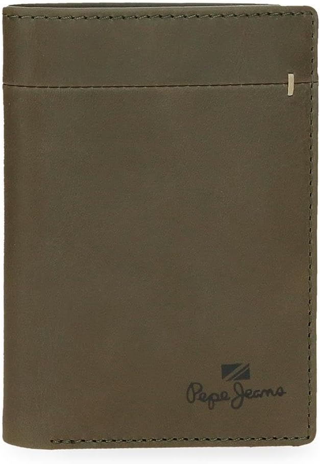Detalle de Pepe Jeans Staple Portefeuille Vertical avec Porte-Monnaie – Vert, cuir, 8,5 x 11,5 cm