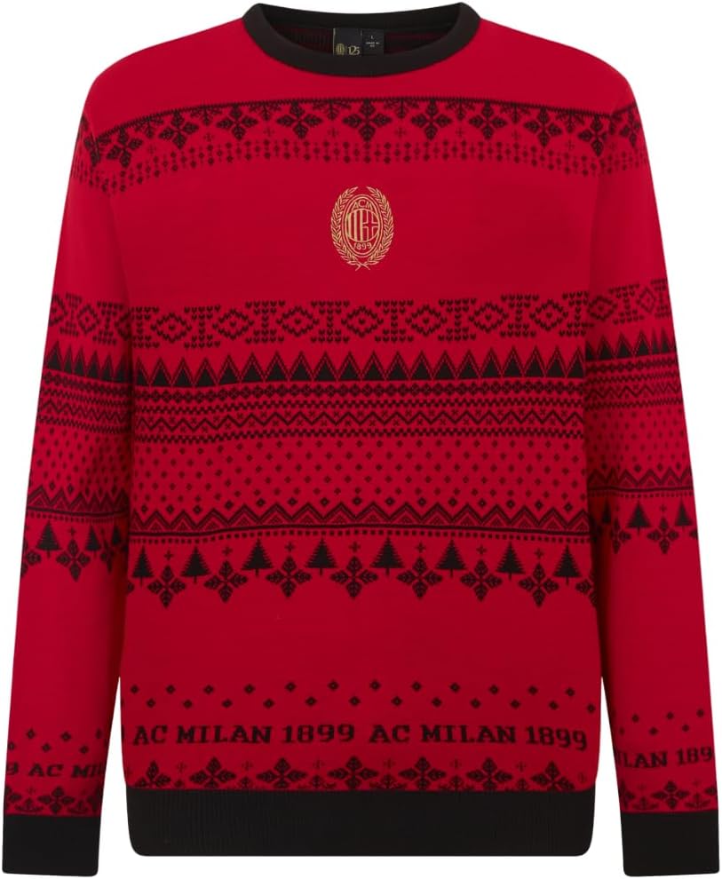 Detalle 2 de AC Milan świąteczny sweter bożonarodzeniowy w czerwono-czarnej kolorystyce